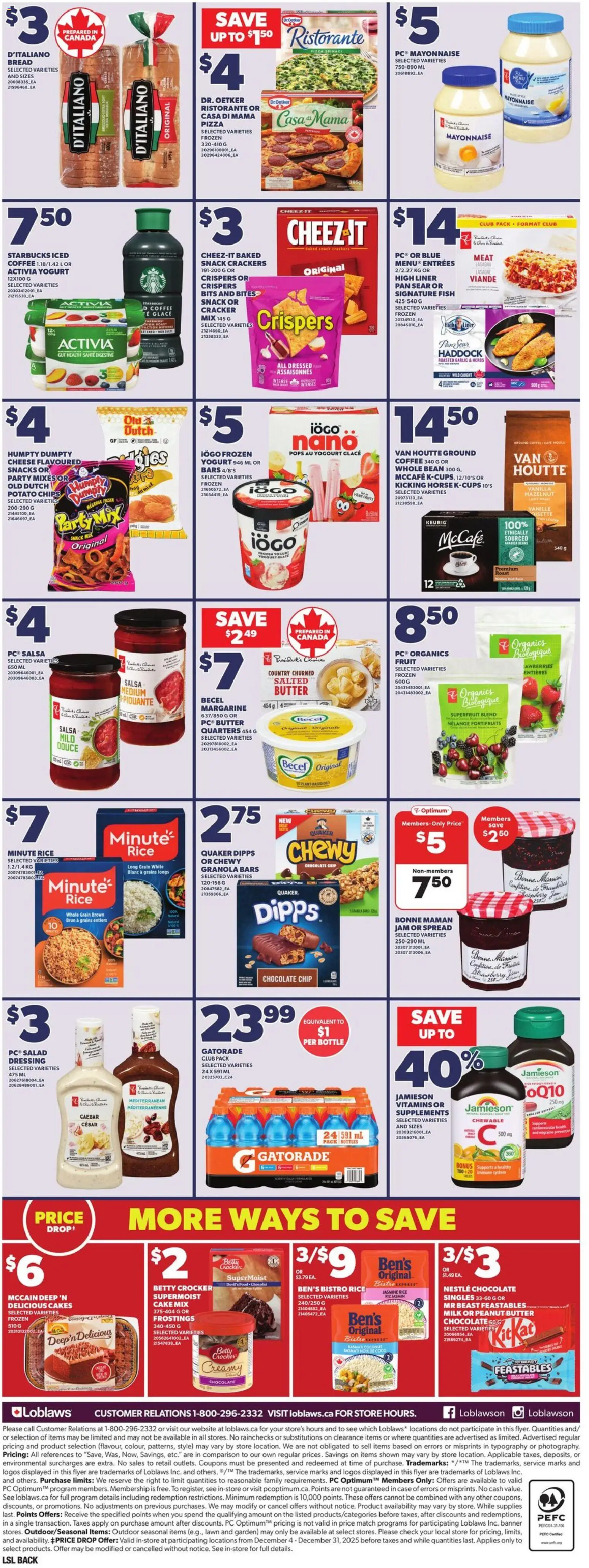 Loblaws flyer valid from 25.12.2025 | Page: 4 | Products: Case, Butter, Cheese, Pizza
