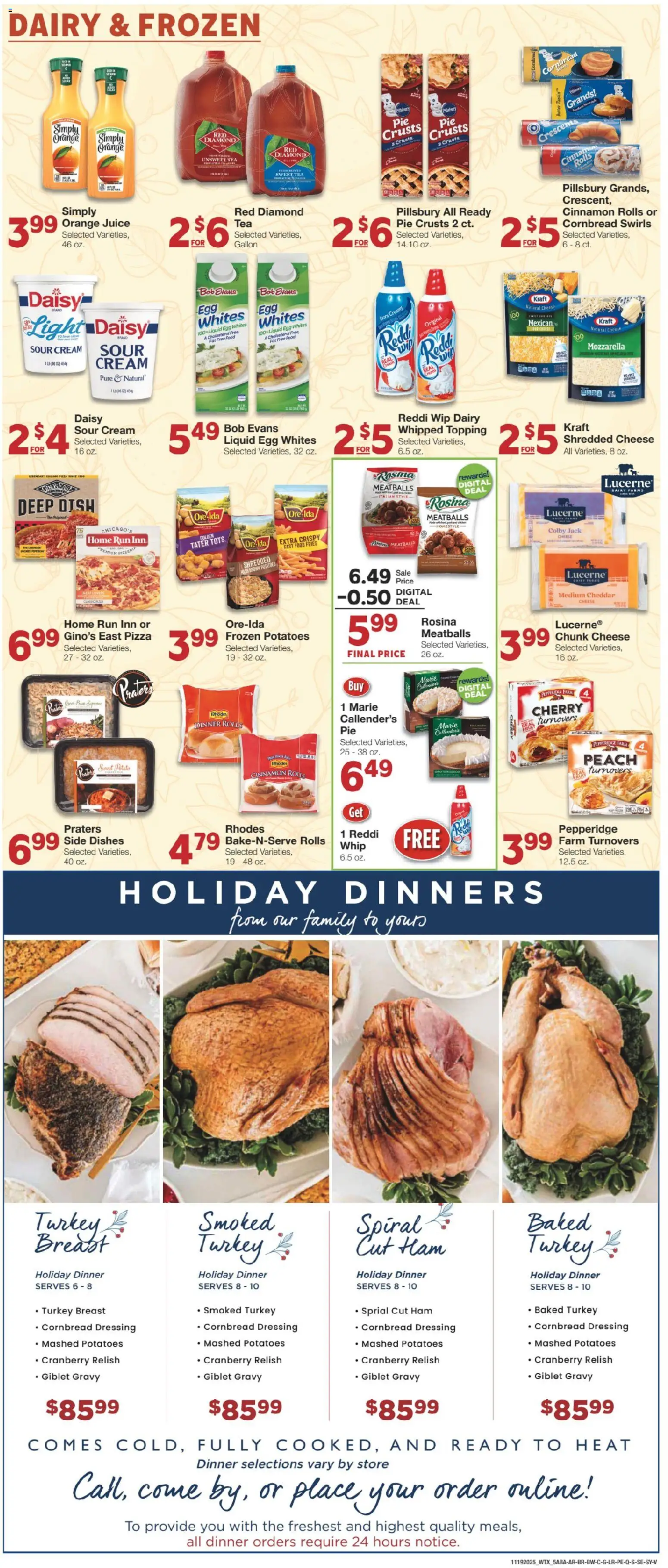 United Supermarkets Weekly Ad - valid from 18.11.2025 | Page: 5 | Products: Cheese, Ham, Pizza, Potatoes