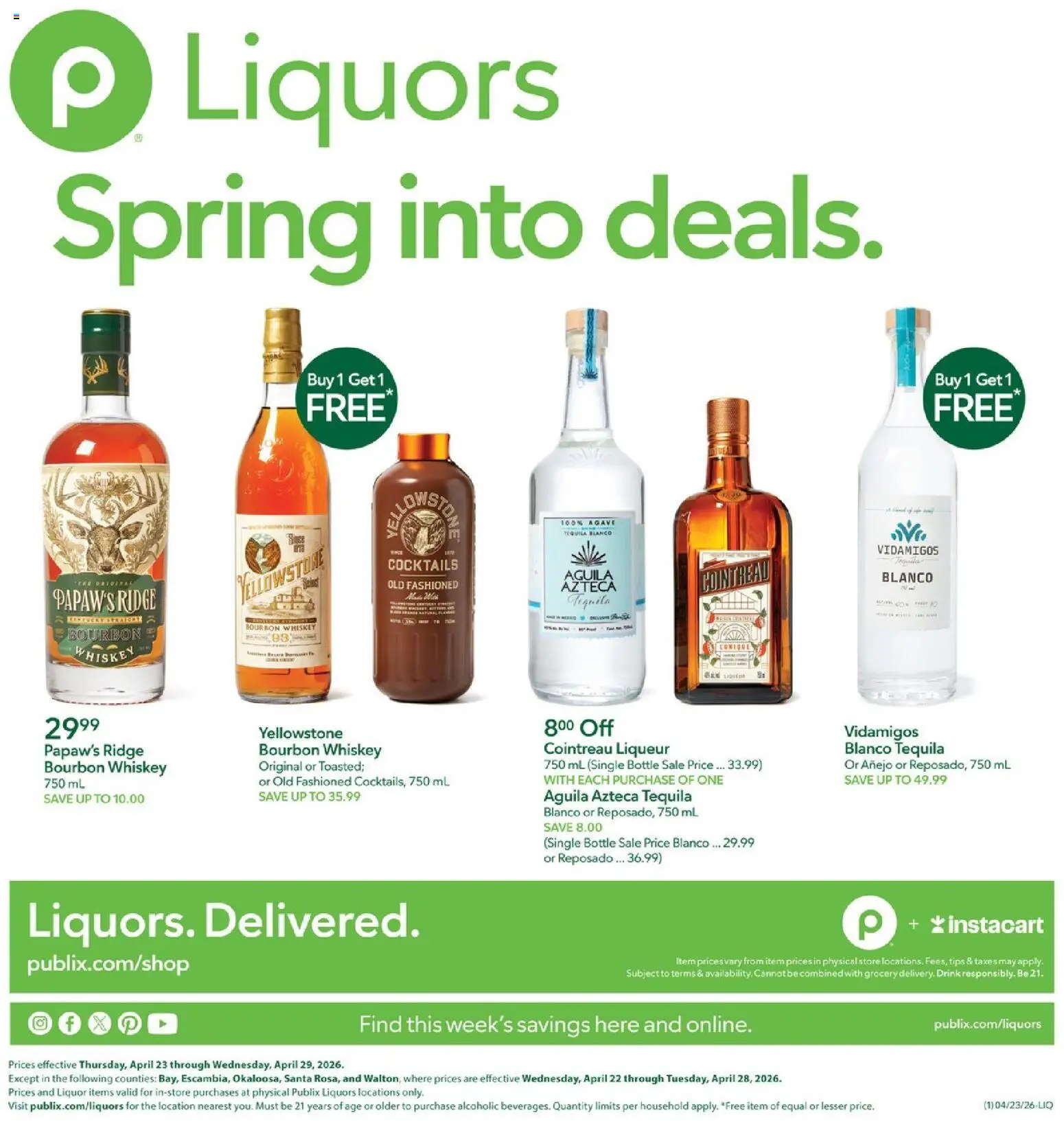 Publix Liquor - valid from 23.04.2026 | Page: 1 | Products: Ridge, Bourbon, Whiskey