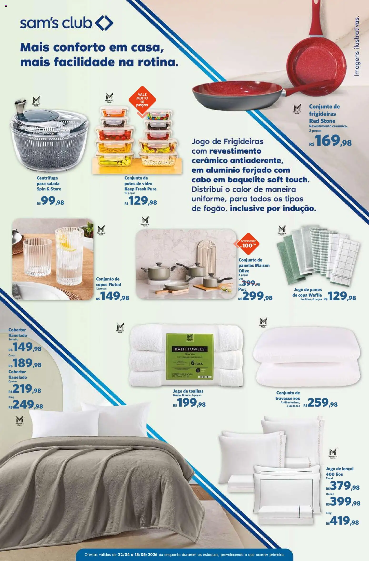 Sam's Club Folheto - válido de 22.04.2026 | Página: 12 | Produtos: Conjunto de panelas, Salada, Copos, Cabo