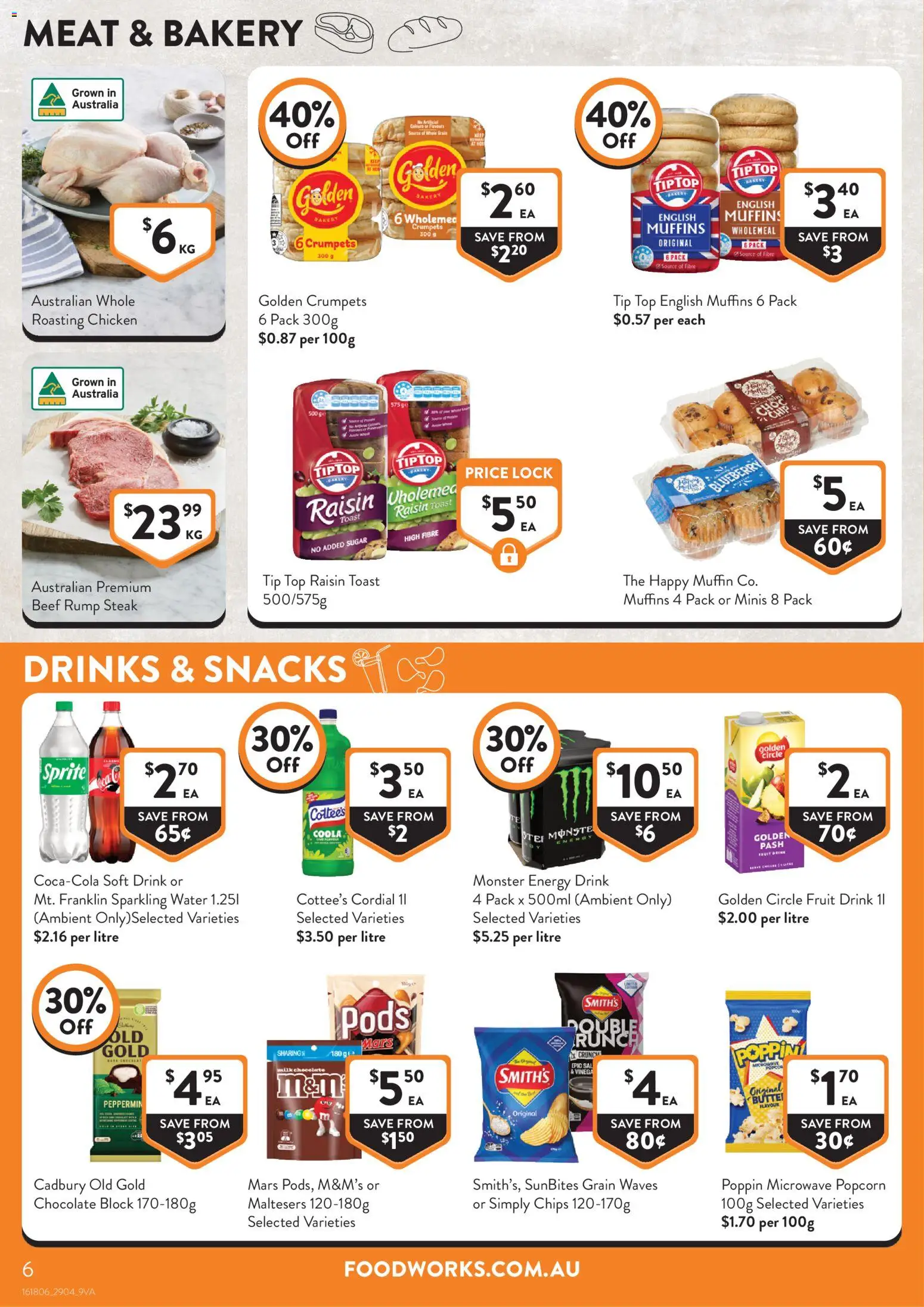 Foodworks catalogue - valid from 29.04.2026 | Page: 6 | Products: Energy drink, Steak, Sugar, Microwave