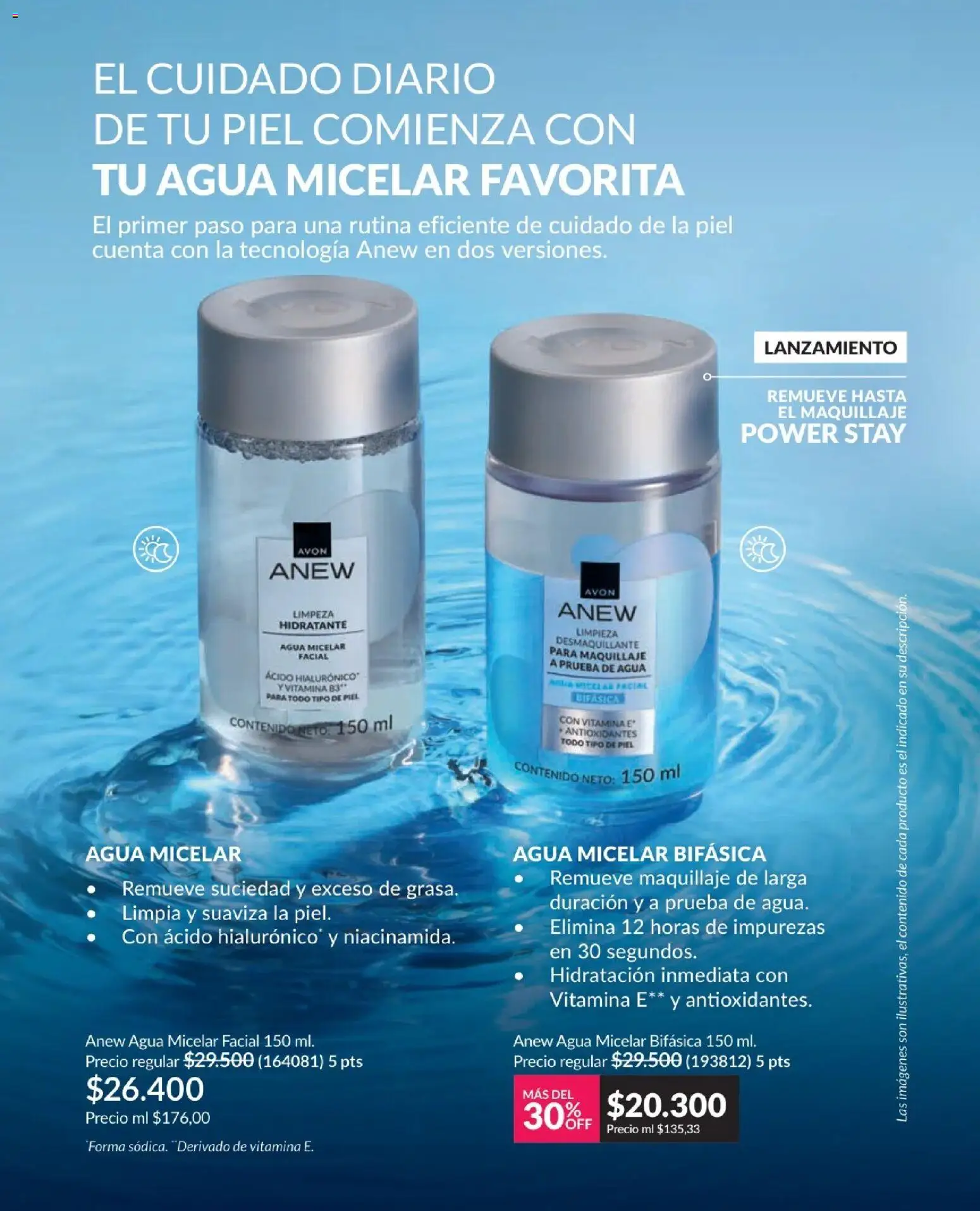 Avon revista - valida desde el 01.12.2025 | Página: 108 | Productos: Agua, Agua micelar, Maquillaje, Desmaquillante