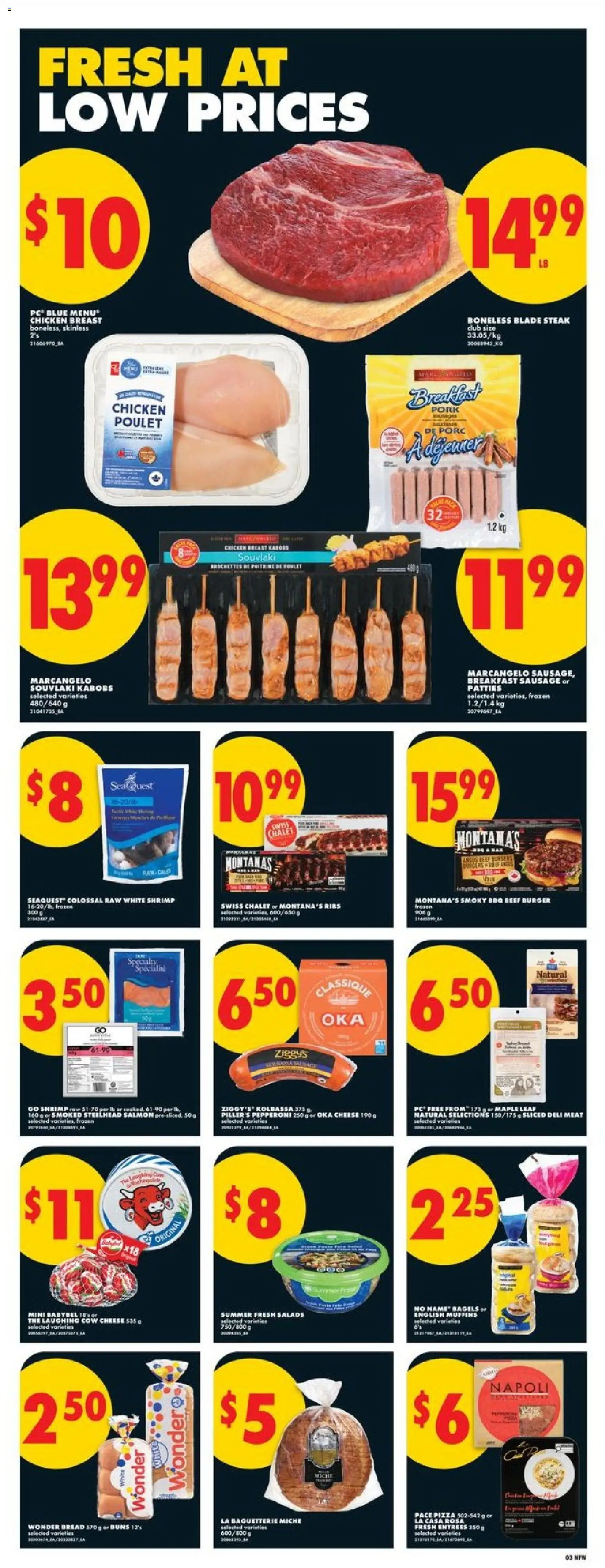 No Frills flyer valid from 09.04.2026 | Page: 3 | Products: Salad, PC, Bread, Pizza