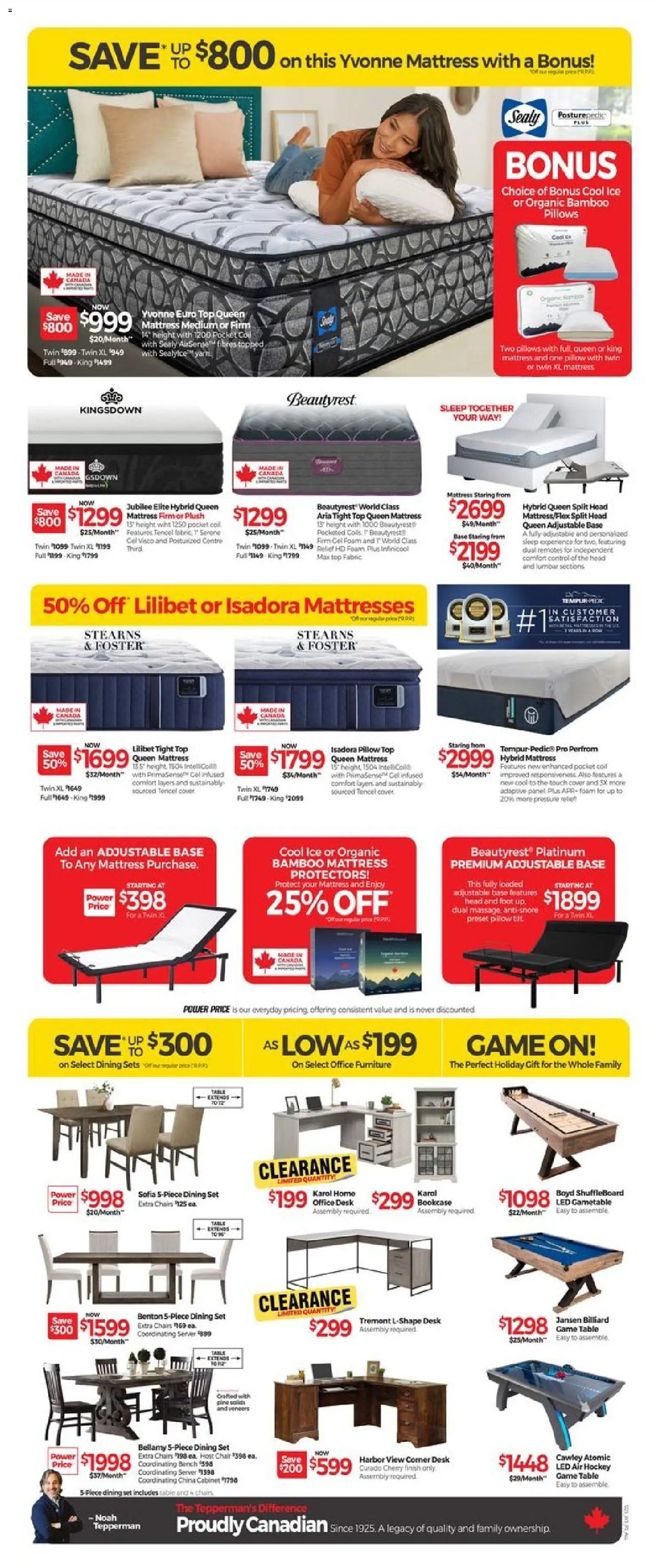 Tepperman's flyer valid from 18.12.2025 | Page: 4 | Products: Game, Mattress, Pillow, Cabinet