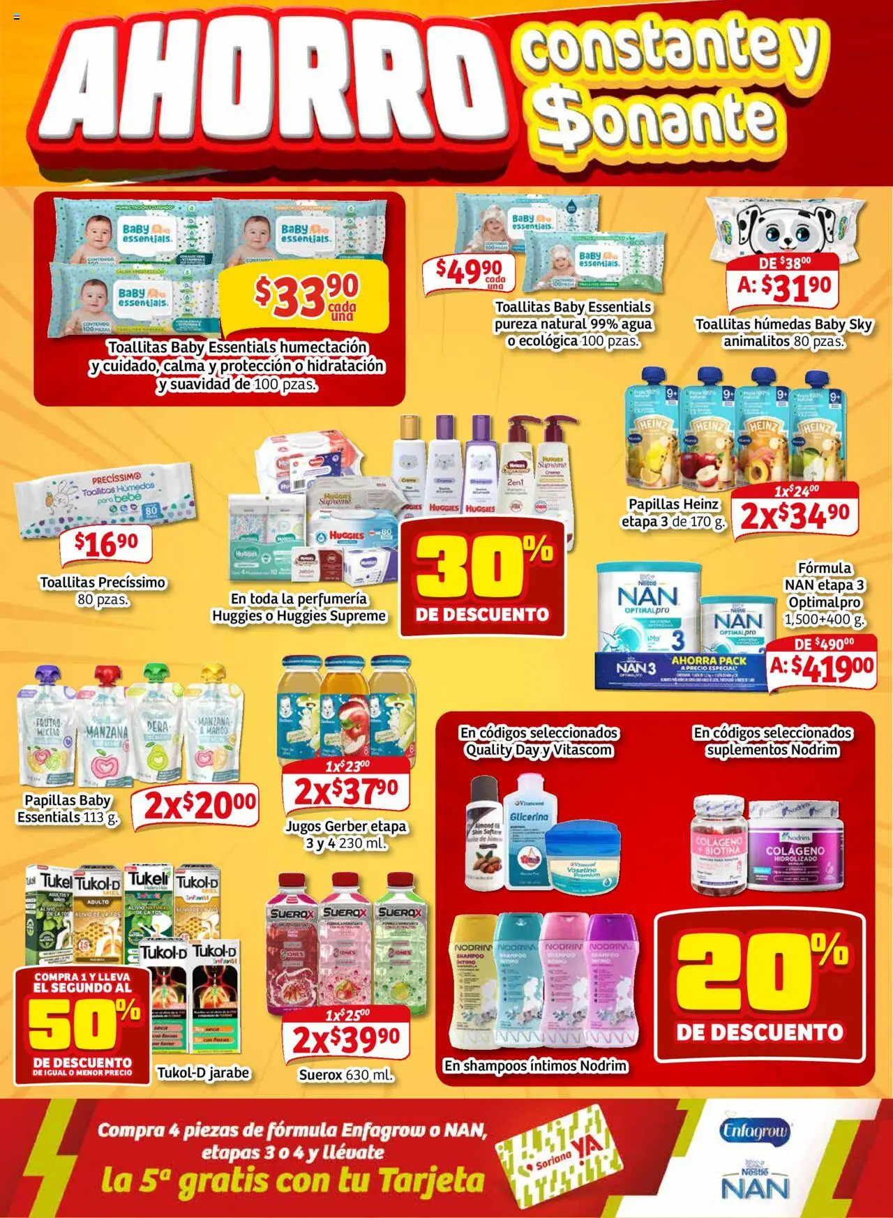 Nuevas ofertas de Soriana válidas en toda la República Mexicana desde el 16.10.2025. ¡Encuentra las mejores ofertas en Soriana - Pesito Valedor Mercado: Nay, Sin, Son! | Página: 20 | Productos: Manzana, Agua, Toallitas húmedas, Jabón