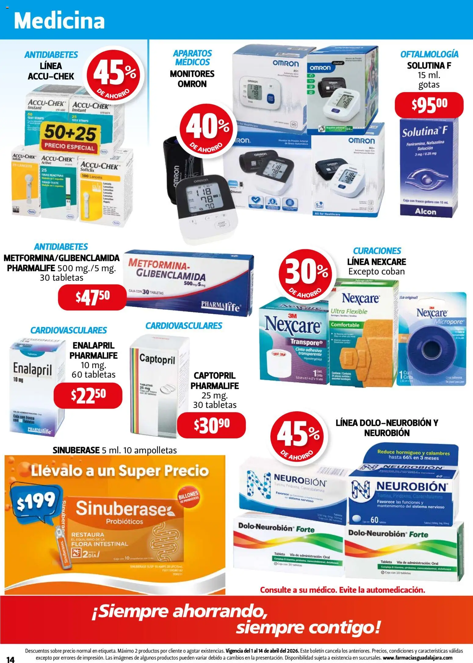 Nuevas ofertas de Farmacia Guadalajara válidas en toda la República Mexicana desde el 01.04.2026. ¡Encuentra las mejores ofertas en Farmacia Guadalajara catálogo! | Página: 14