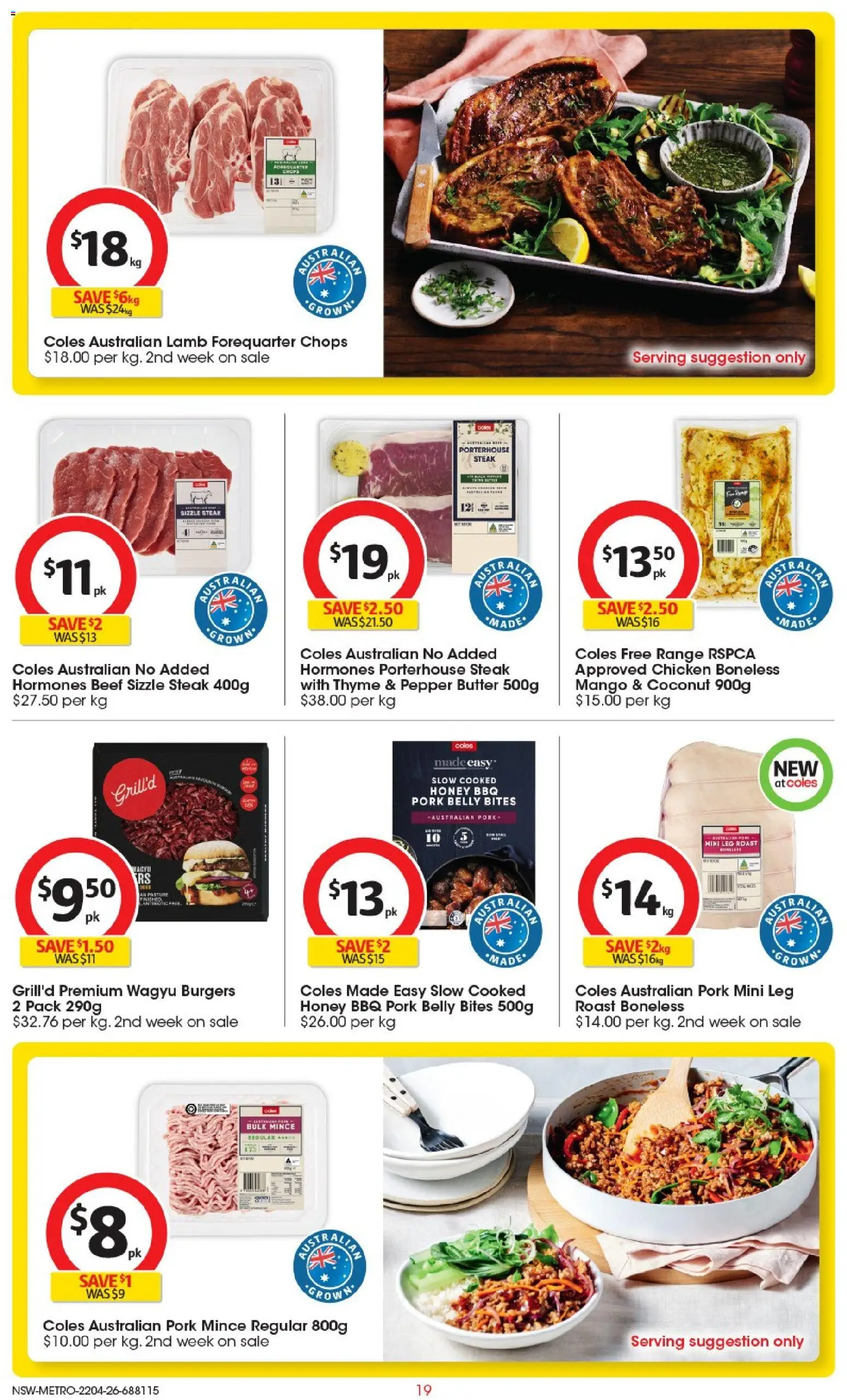 Coles catalogue - valid from 22.04.2026 | Page: 19 | Products: Butter, Chicken, Lamb, Pepper