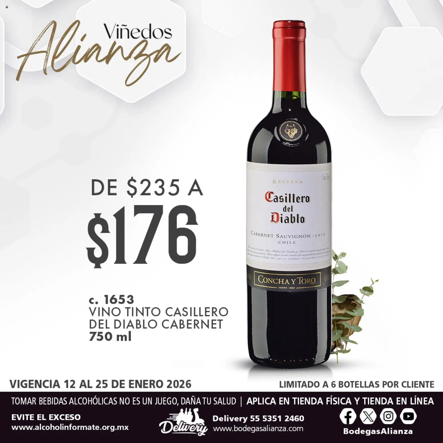 Nuevas ofertas de Bodegas Alianza válidas en toda la República Mexicana desde el 12.01.2026. ¡Encuentra las mejores ofertas en Bodegas Alianza catálogo Viñedos Alianza! | Página: 1 | Productos: Vino