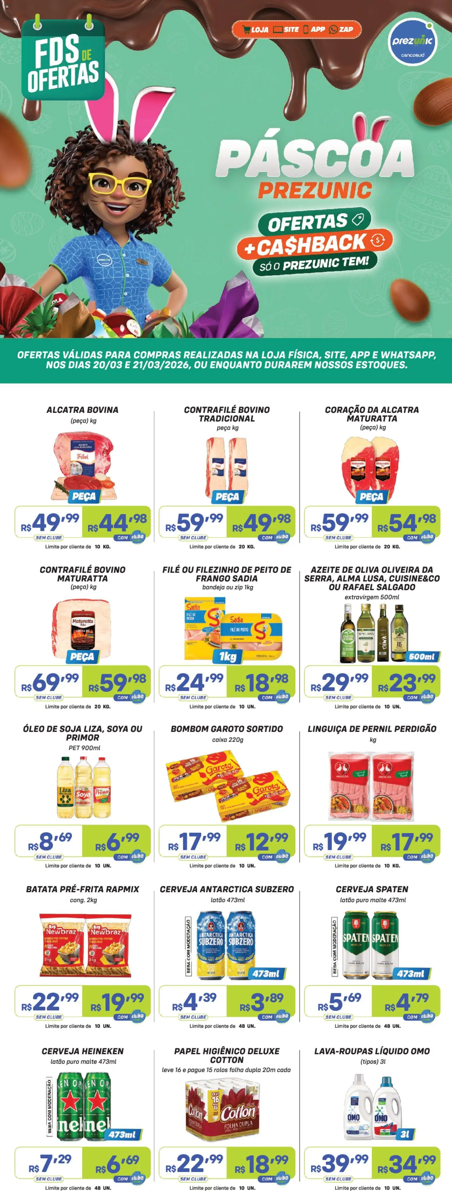 Prezunic Folheto - válido de 20.03.2026 | Página: 1 | Produtos: Alcatra, Cerveja, Cerveja Heineken, Azeite