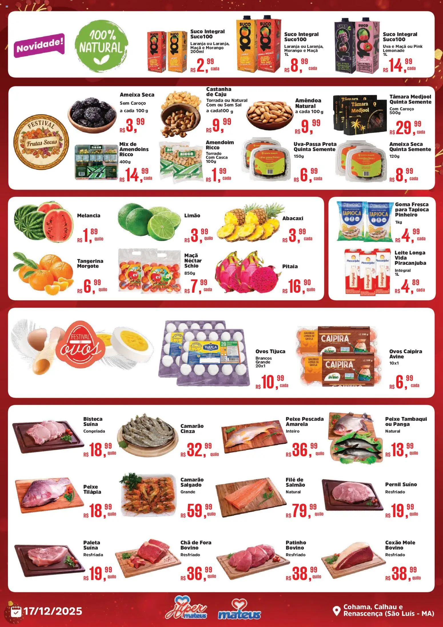 Mateus Folheto - válido de 17.12.2025 | Página: 2 | Produtos: Caju, Tapioca, Leite, Ameixa