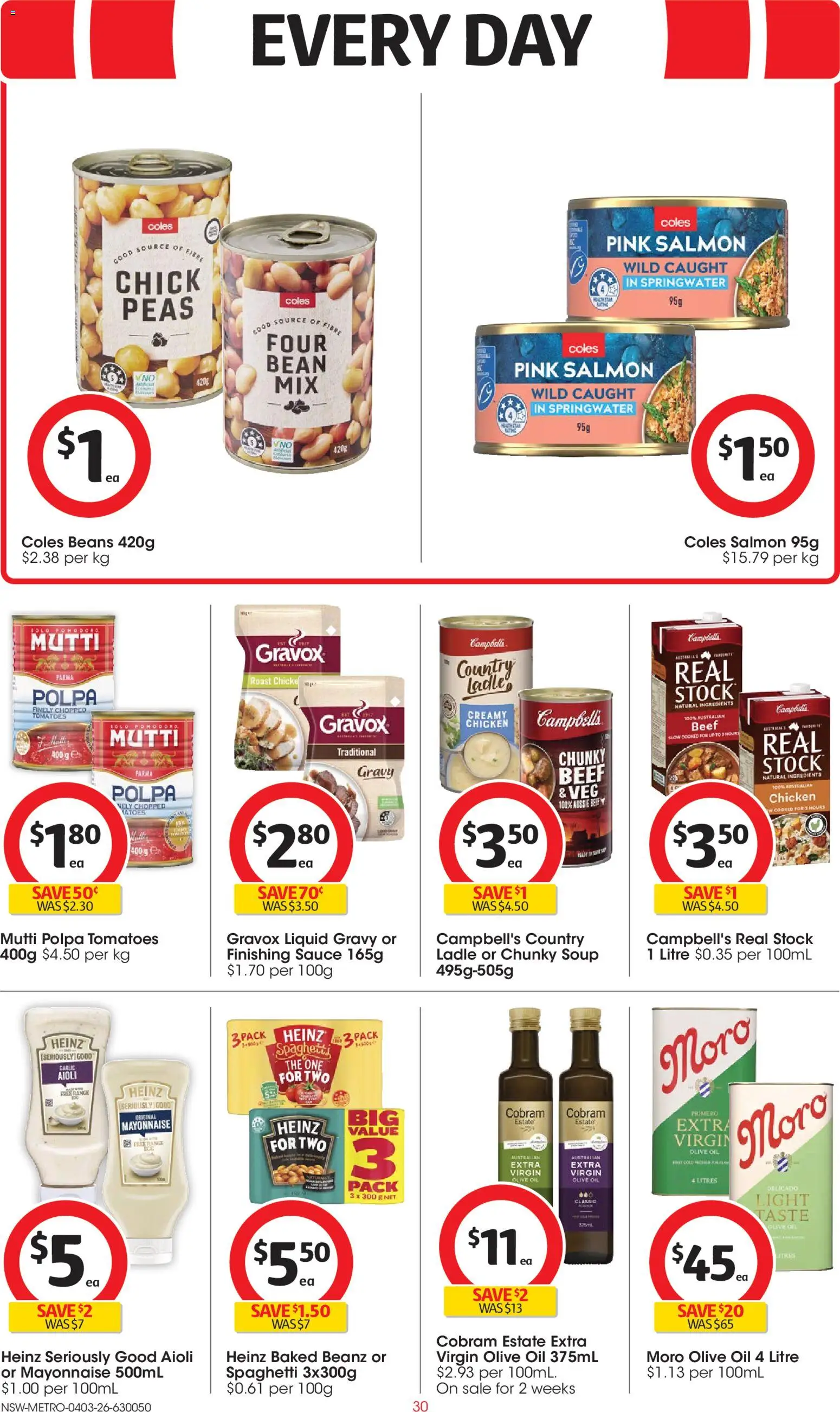 Coles catalogue - valid from 04.03.2026 | Page: 30 | Products: Oil, Mayonnaise, Sauce, Soup
