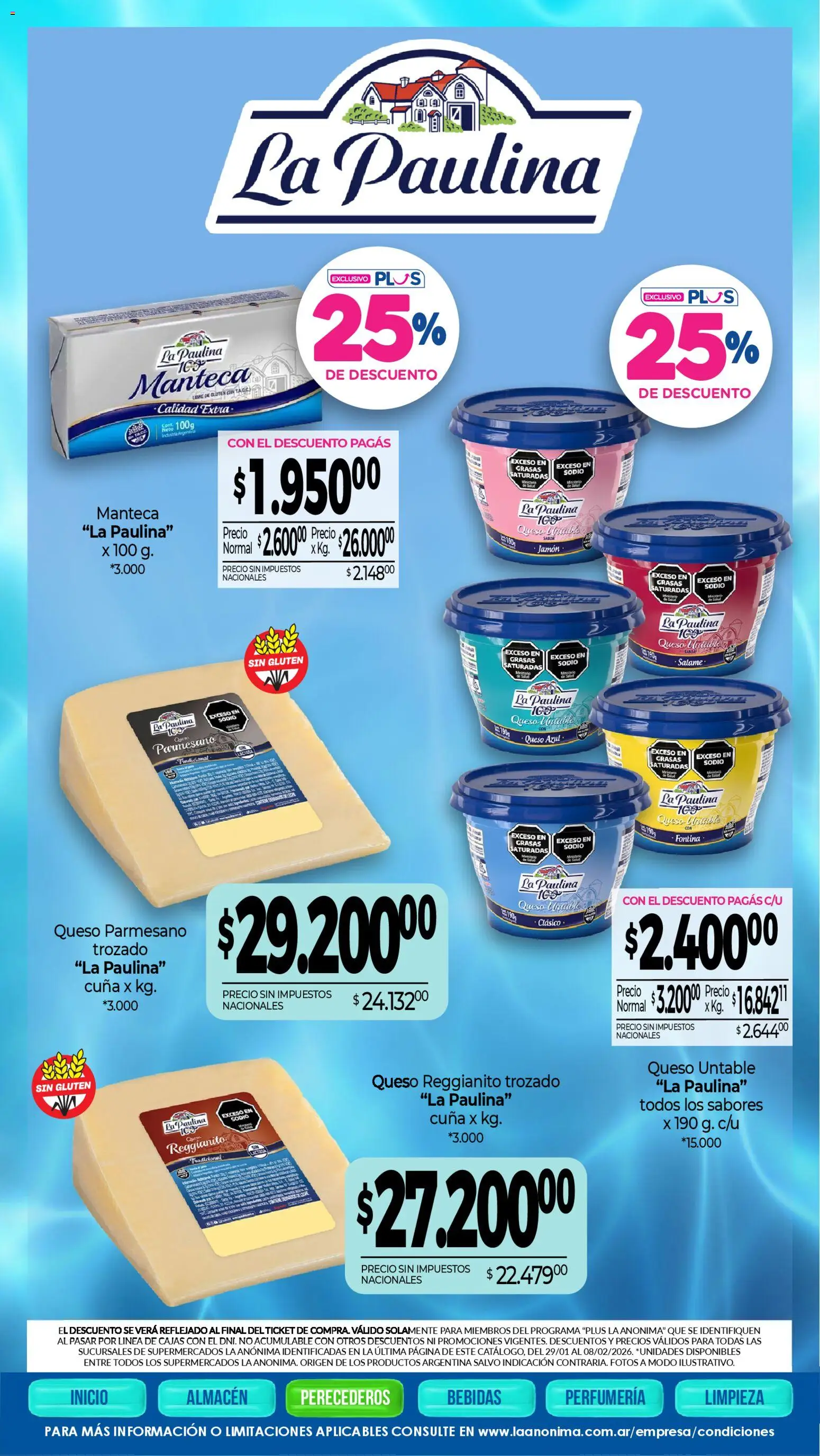 La Anonima catálogo │ válido desde el 29.01.2026 | Página: 19 | Productos: Cuna, Manteca, Queso, Jamón