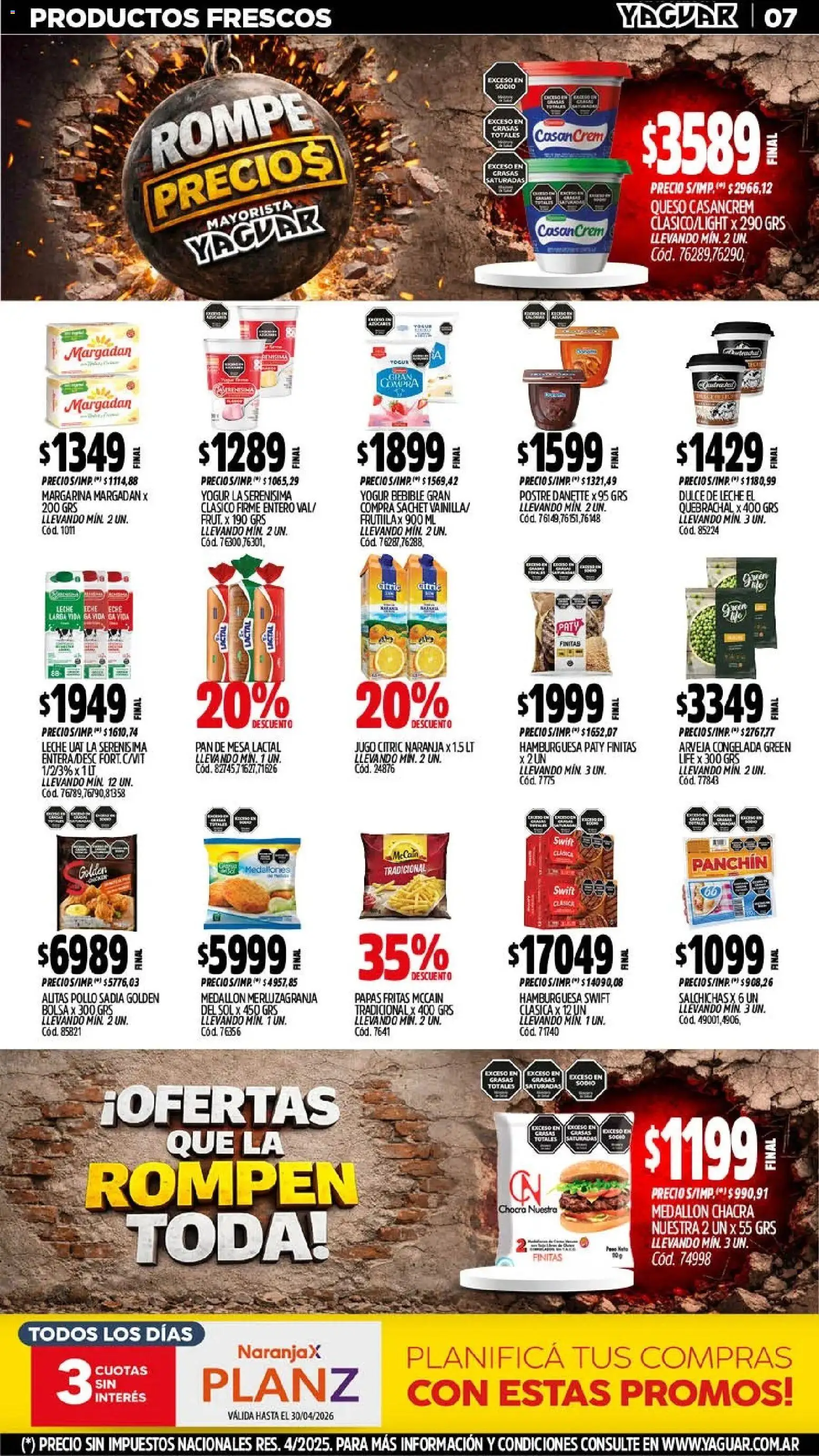 Yaguar - Oferta Semanal Buenos Aires │ válido desde el 20.04.2026 | Página: 8 | Productos: Pollo, Yogur, Margarina, Papas fritas