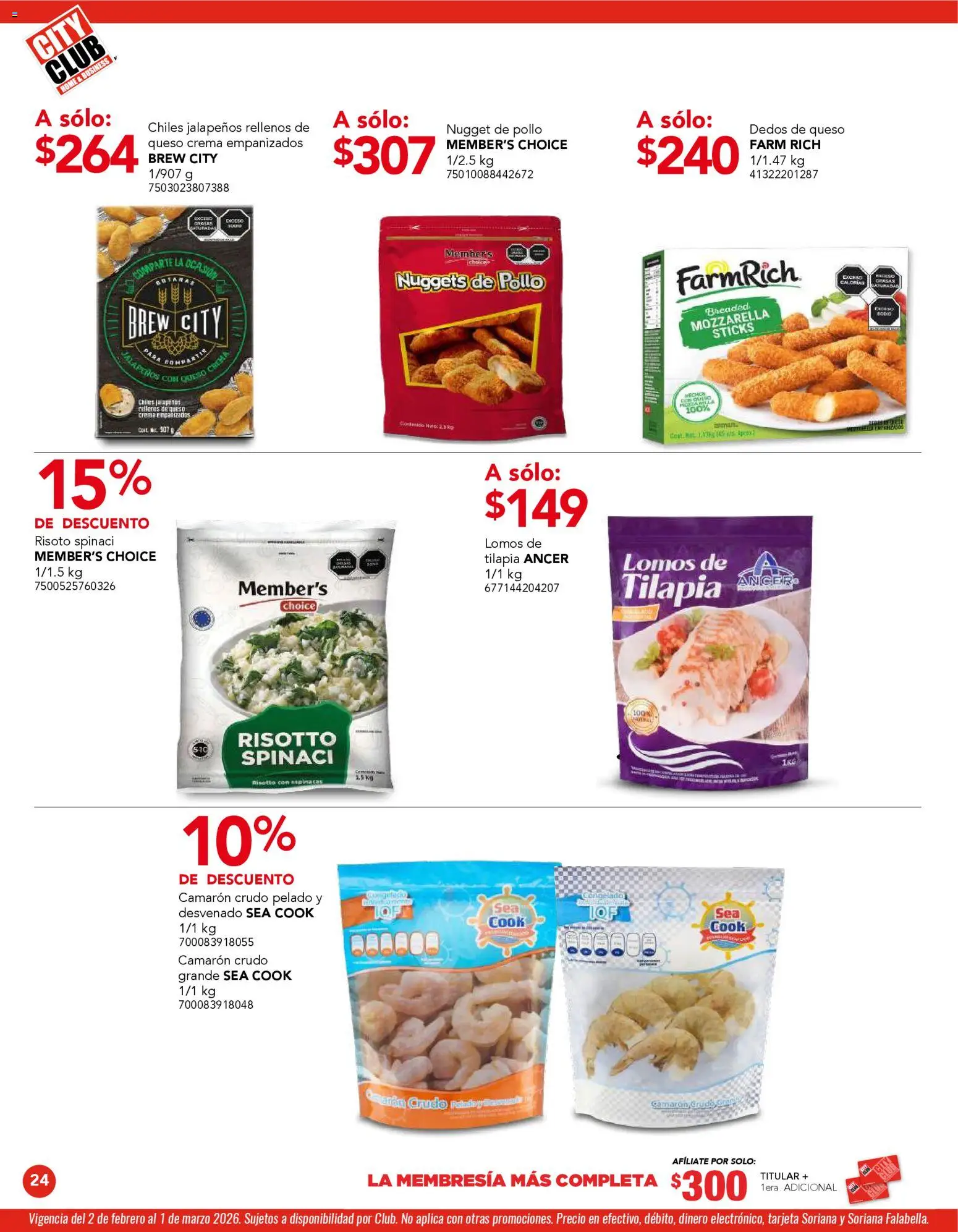 Nuevas ofertas de City Club válidas en toda la República Mexicana desde el 02.02.2026. ¡Encuentra las mejores ofertas en City Club catálogo! | Página: 24 | Productos: Pollo, Queso crema, Crema, Queso