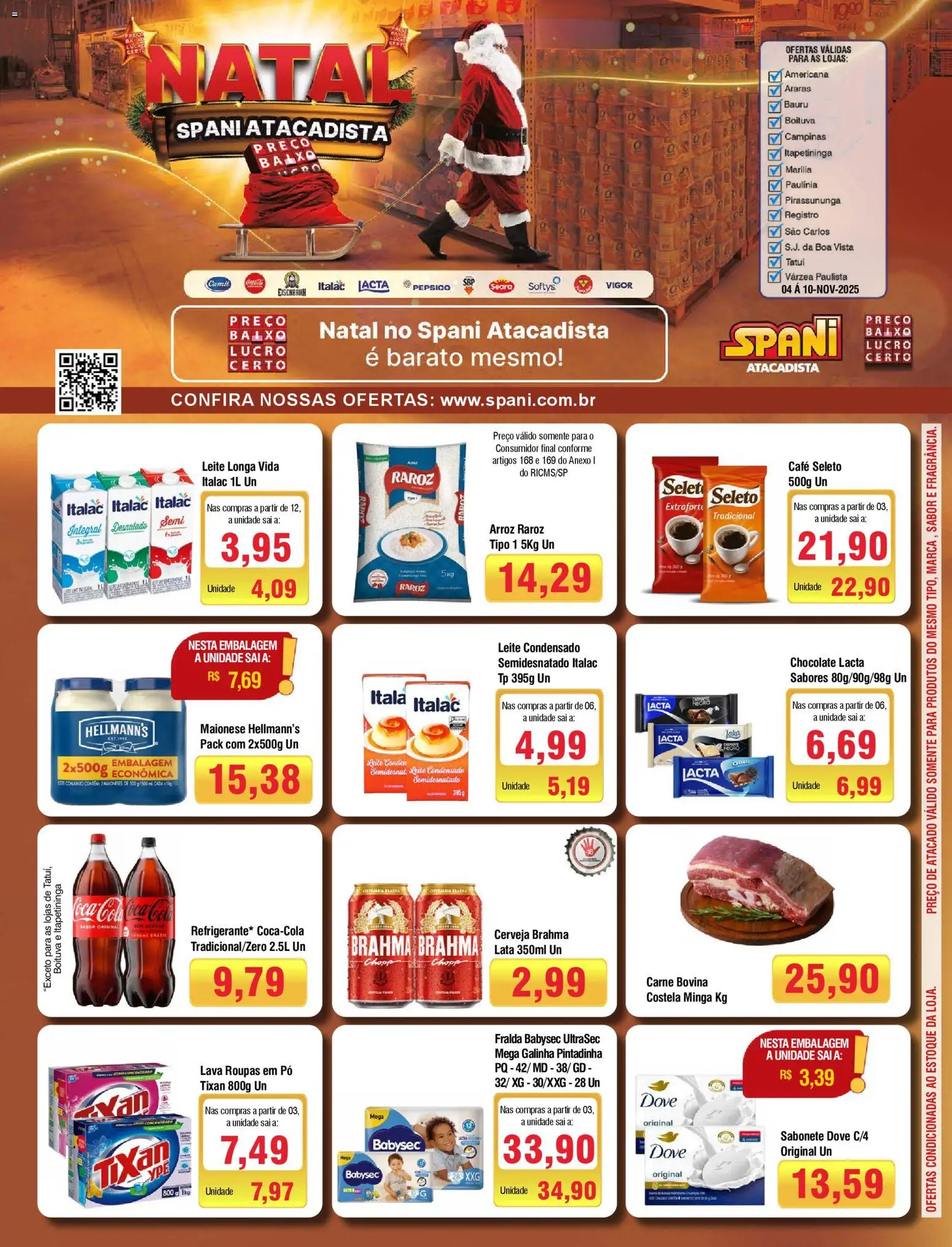 Spani Atacadista Folheto - válido de 04.11.2025 | Página: 1 | Produtos: Arroz, Roupas, Sabonete, Baixo