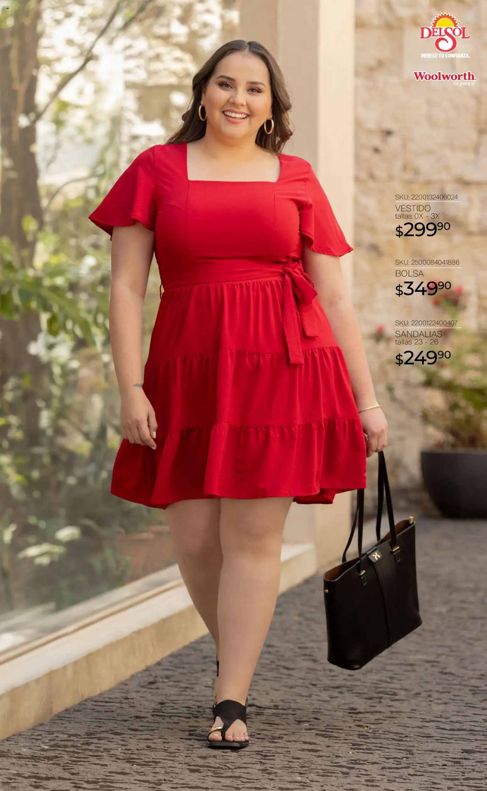 Nuevas ofertas de Del Sol y Woolworth válidas en toda la República Mexicana desde el 16.04.2026. ¡Encuentra las mejores ofertas en Del Sol y Woolworth katalog Moda para Mamá ! | Página: 11 | Productos: Bolsa, Vestido, Sandalias