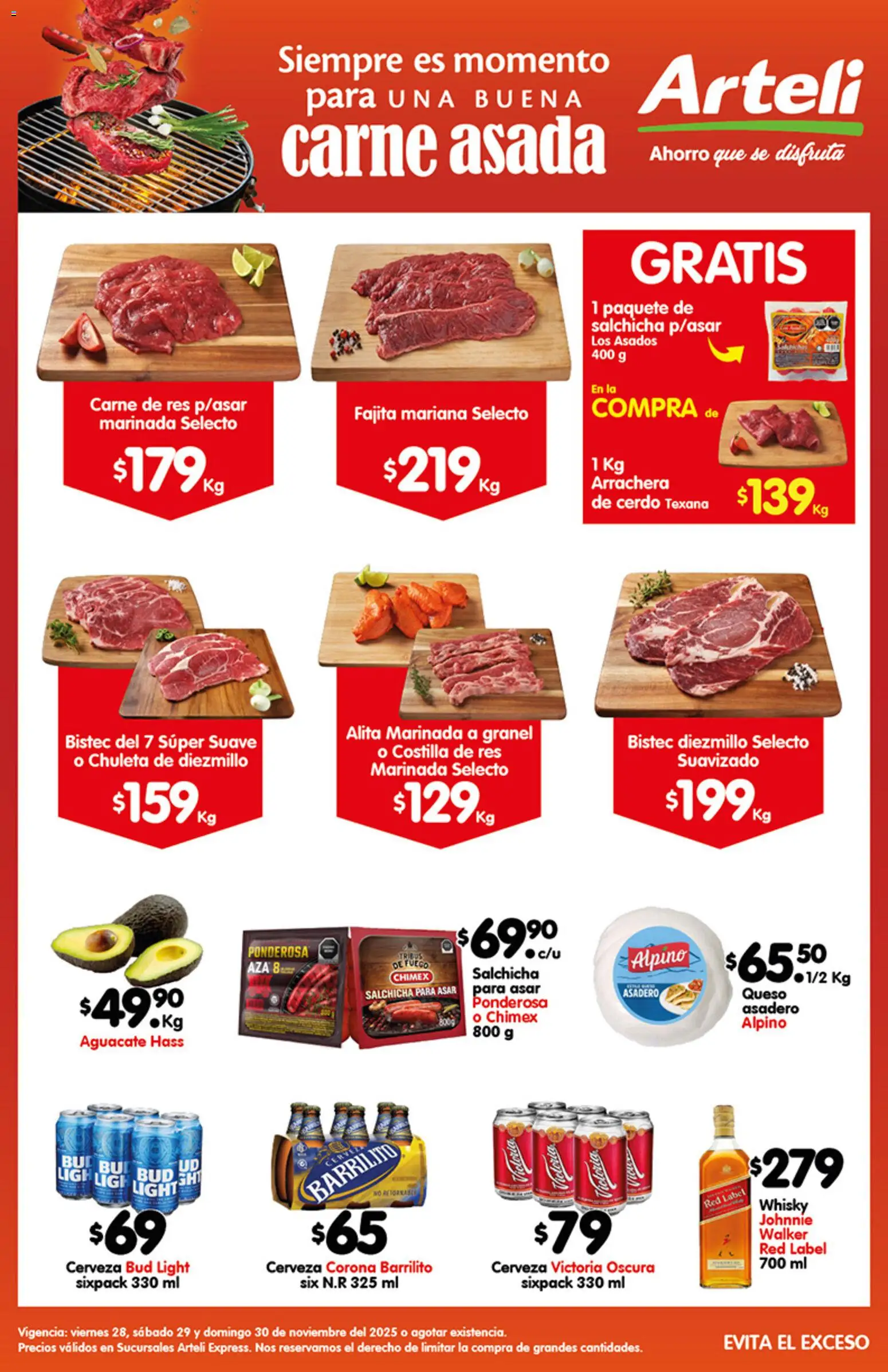 Nuevas ofertas de Arteli válidas en toda la República Mexicana desde el 28.11.2025. ¡Encuentra las mejores ofertas en Arteli folleto Carnes Suc. Express! | Página: 1 | Productos: Queso, Cerveza, Cerdo, Res