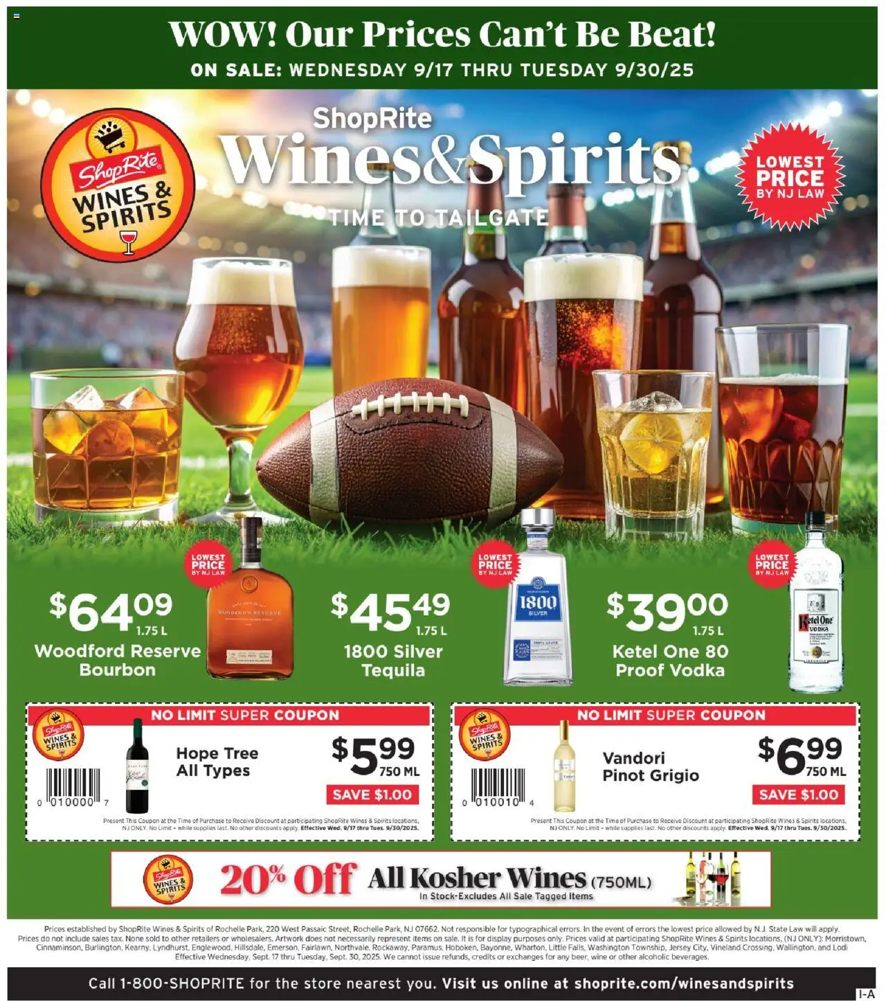 ShopRite Wine & Spirits - valid from 17.09.2025 | Page: 1 | Products: Wine, Bourbon, Vodka