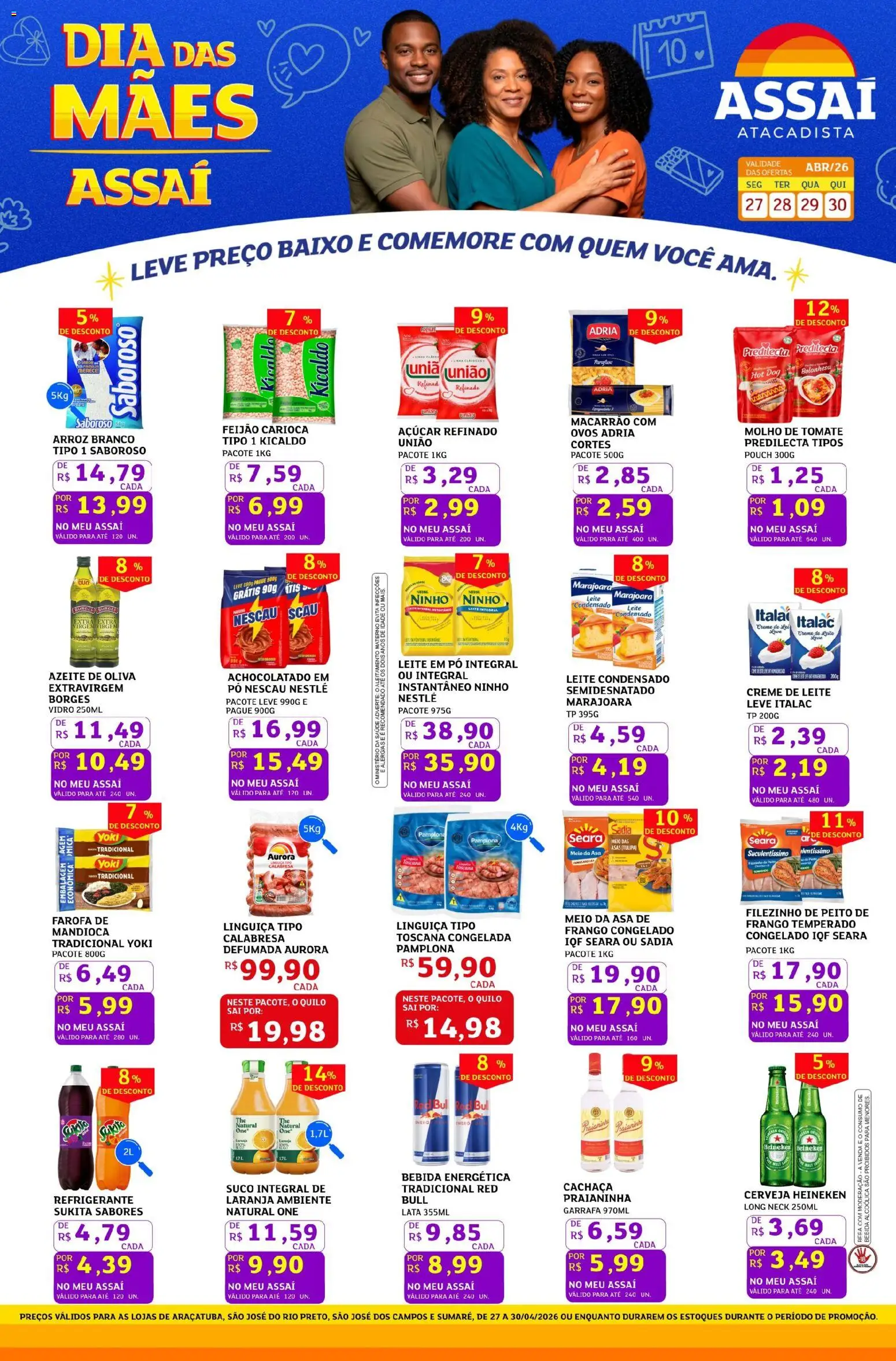 Assaí Atacadista Folheto - válido de 27.04.2026 | Página: 1 | Produtos: Leite, Arroz, Refrigerante, Leite em pó
