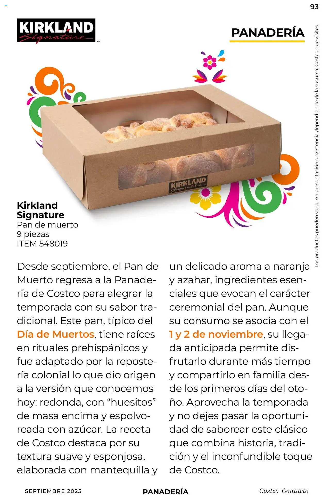 Nuevas ofertas de Costco válidas en toda la República Mexicana desde el 10.09.2025. ¡Encuentra las mejores ofertas en Costco - Catálogo Septiembre! | Página: 93 | Productos: Mantequilla, Pan, Panadería