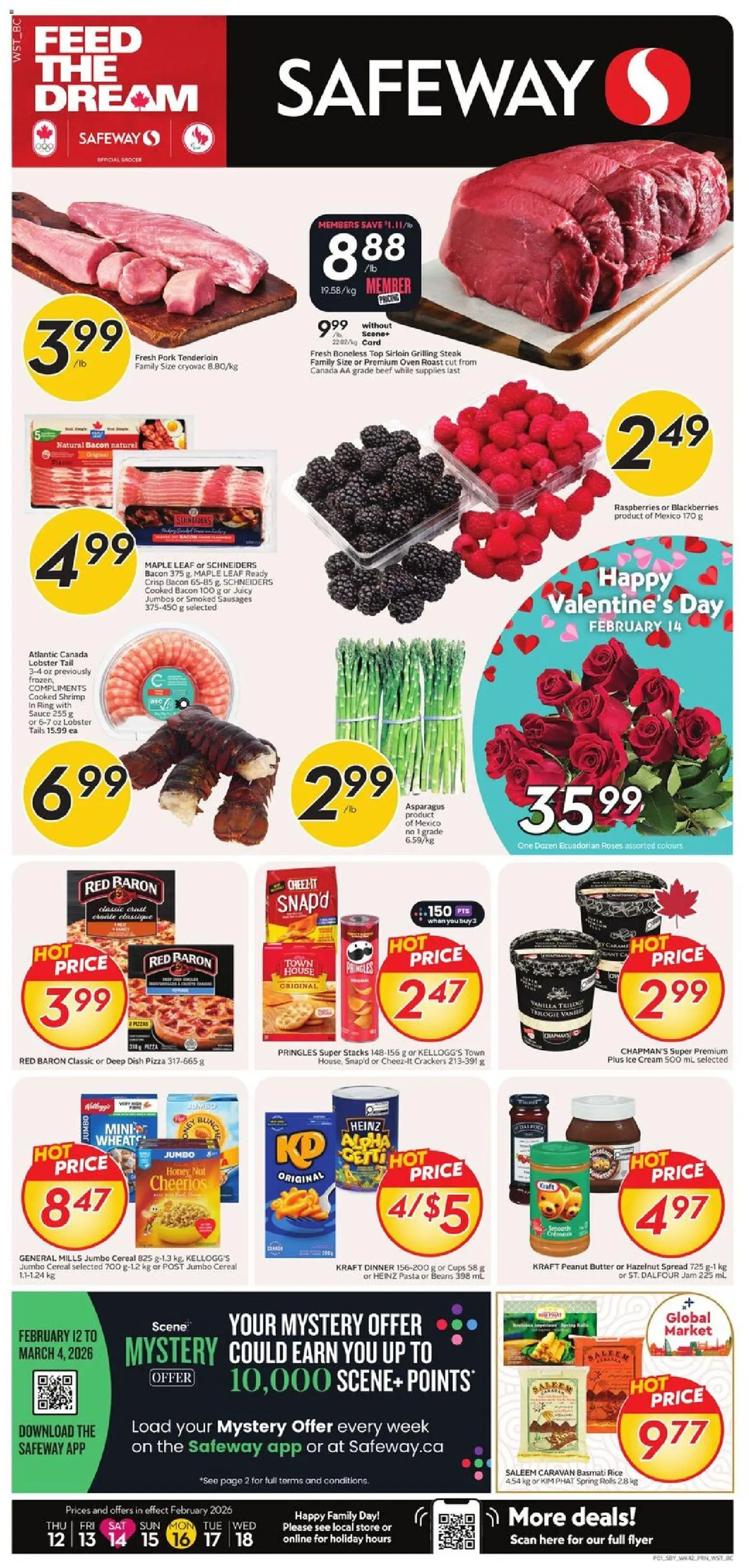 Safeway flyer valid from 12.02.2026 | Page: 1 | Products: Rice, Beef, Cream, Butter