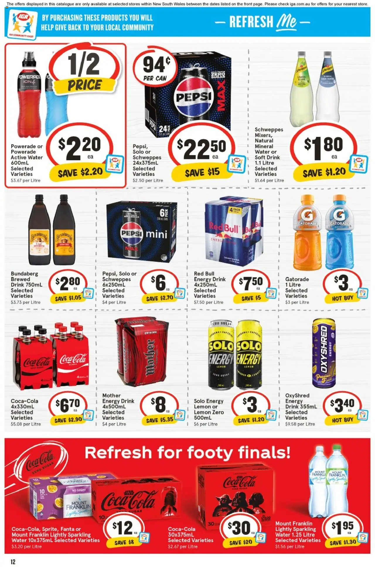 IGA catalogue - valid from 13.08.2025 | Page: 13 | Products: Energy drink, Coca Cola Zero, Sugar, Lemon