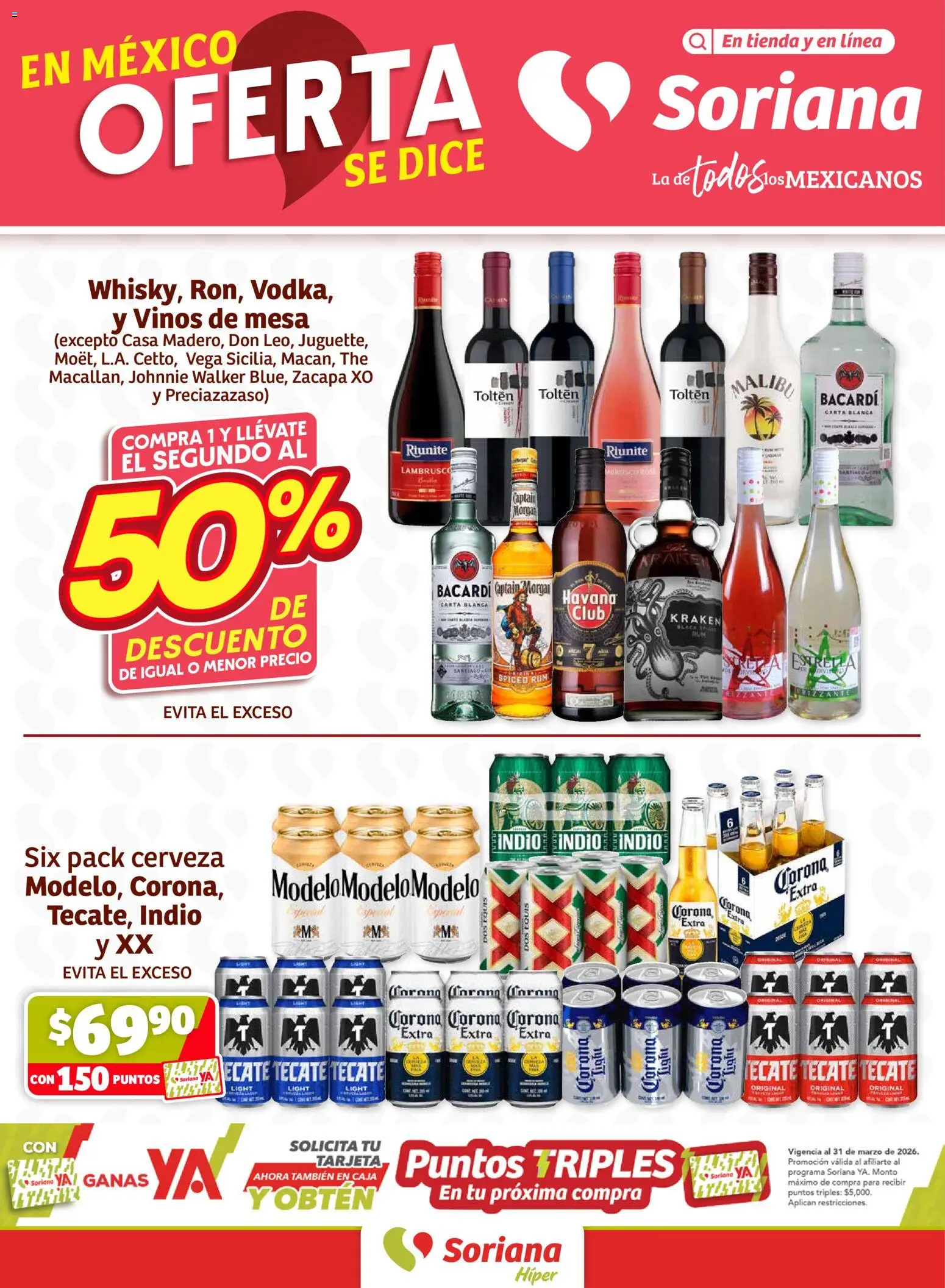 Nuevas ofertas de Soriana válidas en toda la República Mexicana desde el 05.03.2026. ¡Encuentra las mejores ofertas en Soriana Fin de Semana Híper: Ver, Tab, Chis, Camp, Yuc y Q. Roo! | Página: 1 | Productos: Cerveza, Mesa, Caja