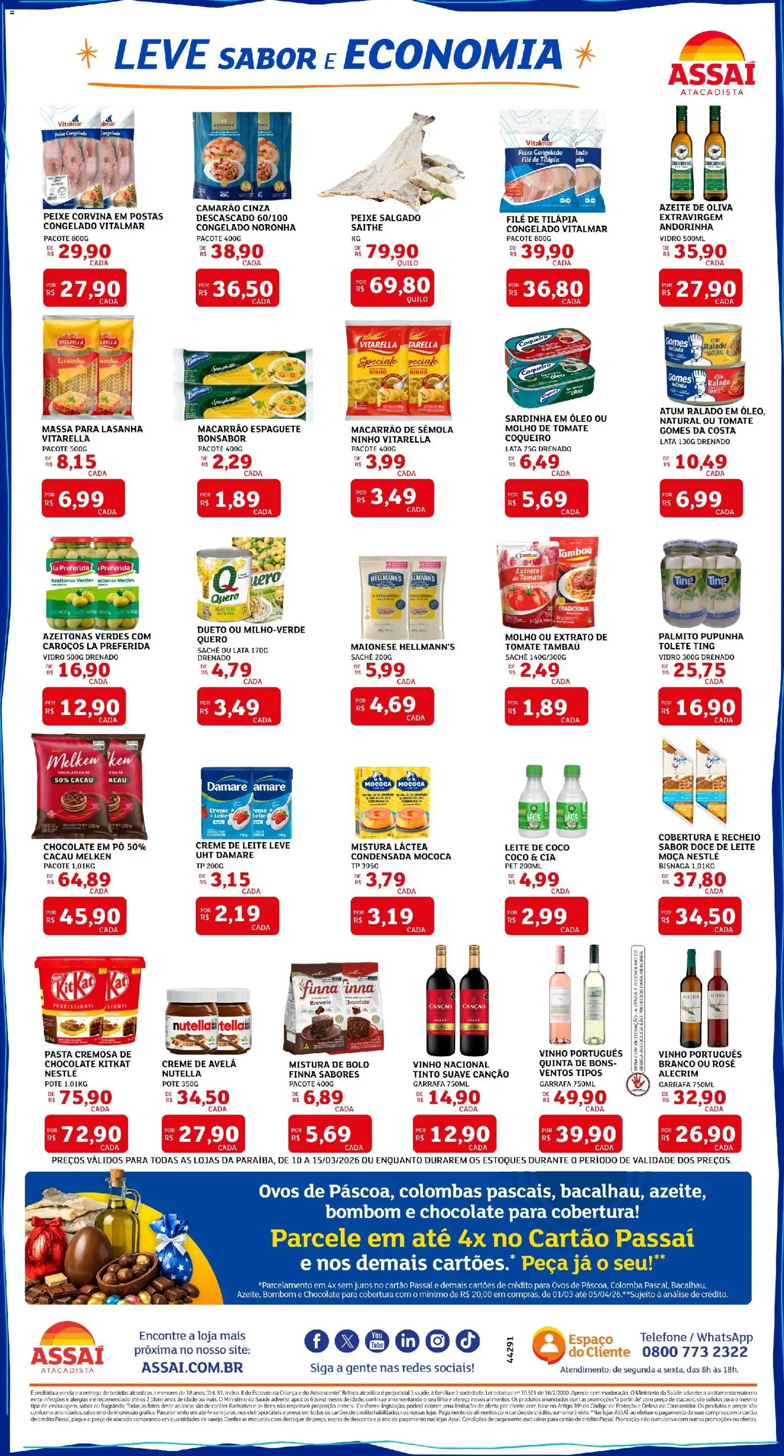 Assaí Atacadista Folheto - válido de 10.03.2026 | Página: 2 | Produtos: Creme, Lasanha, Atum, Doce de leite