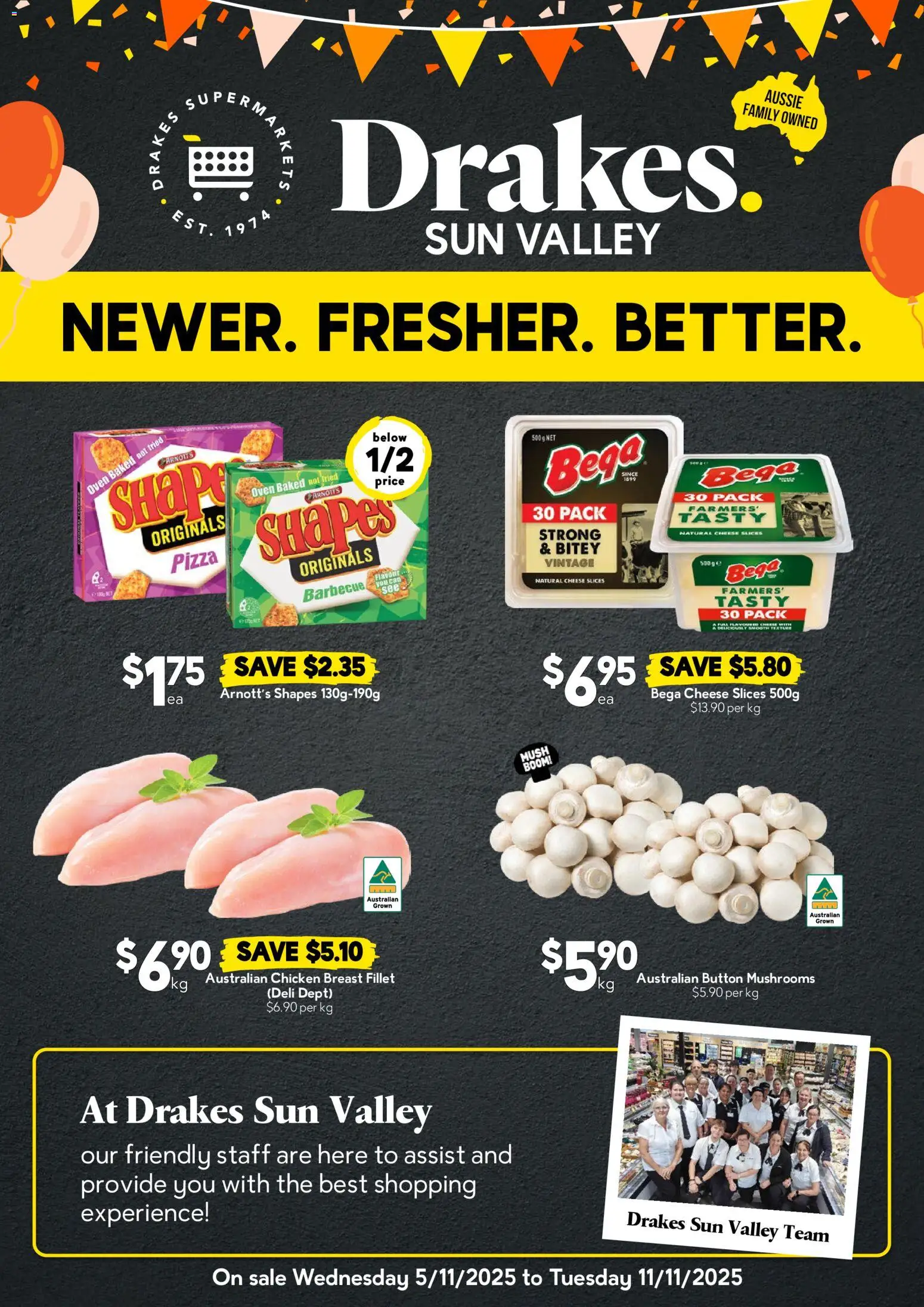 Drakes catalogue - valid from 05.11.2025 | Page: 1 | Products: Pizza, Chicken, Mushrooms, Oven