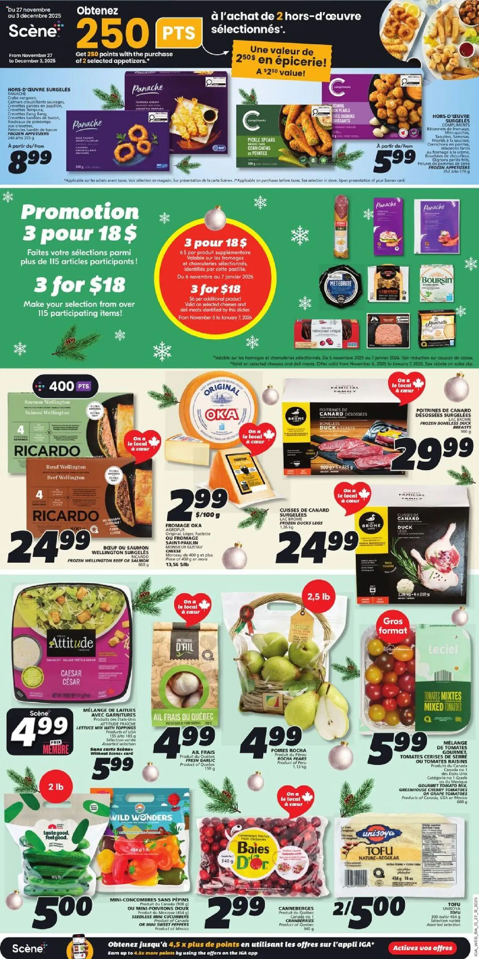 IGA flyer valid from 27.11.2025 | Page: 3 | Products: Beef, Cucumbers, Cheese, Tomatoes