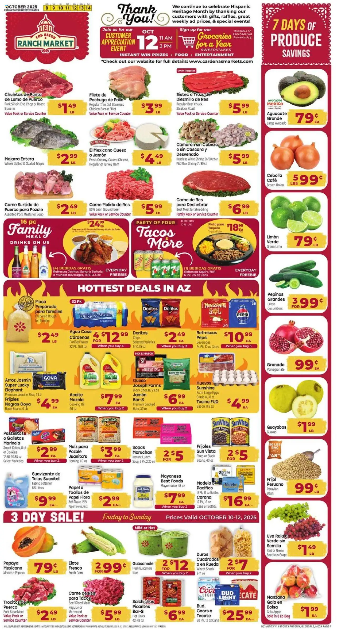 Cardenas Weekly Ad - AZ - valid from 08.10.2025 | Page: 1 | Products: Bath, Oil, Ham, Lime