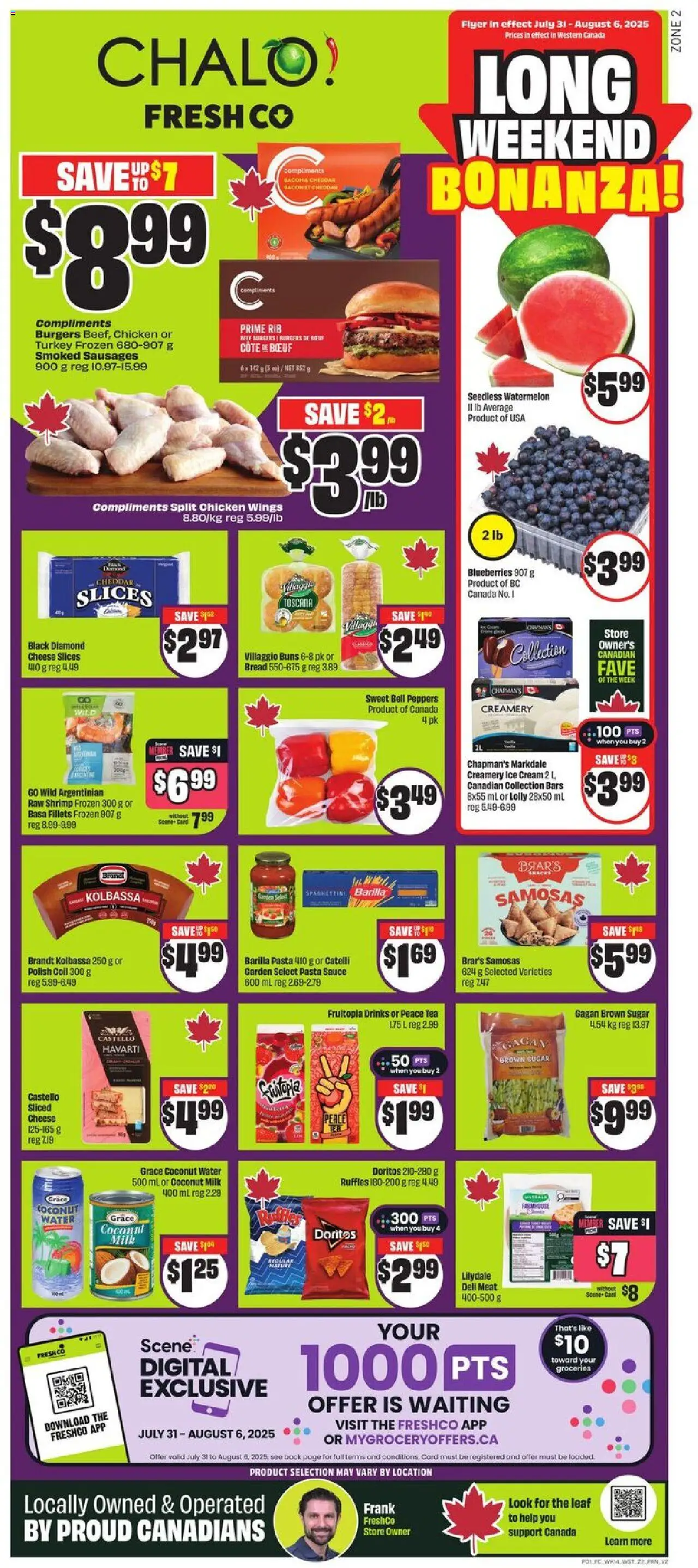 FreshCo flyer valid from 31.07.2025 | Page: 1 | Products: Tea, Cream, Cheese, Bread