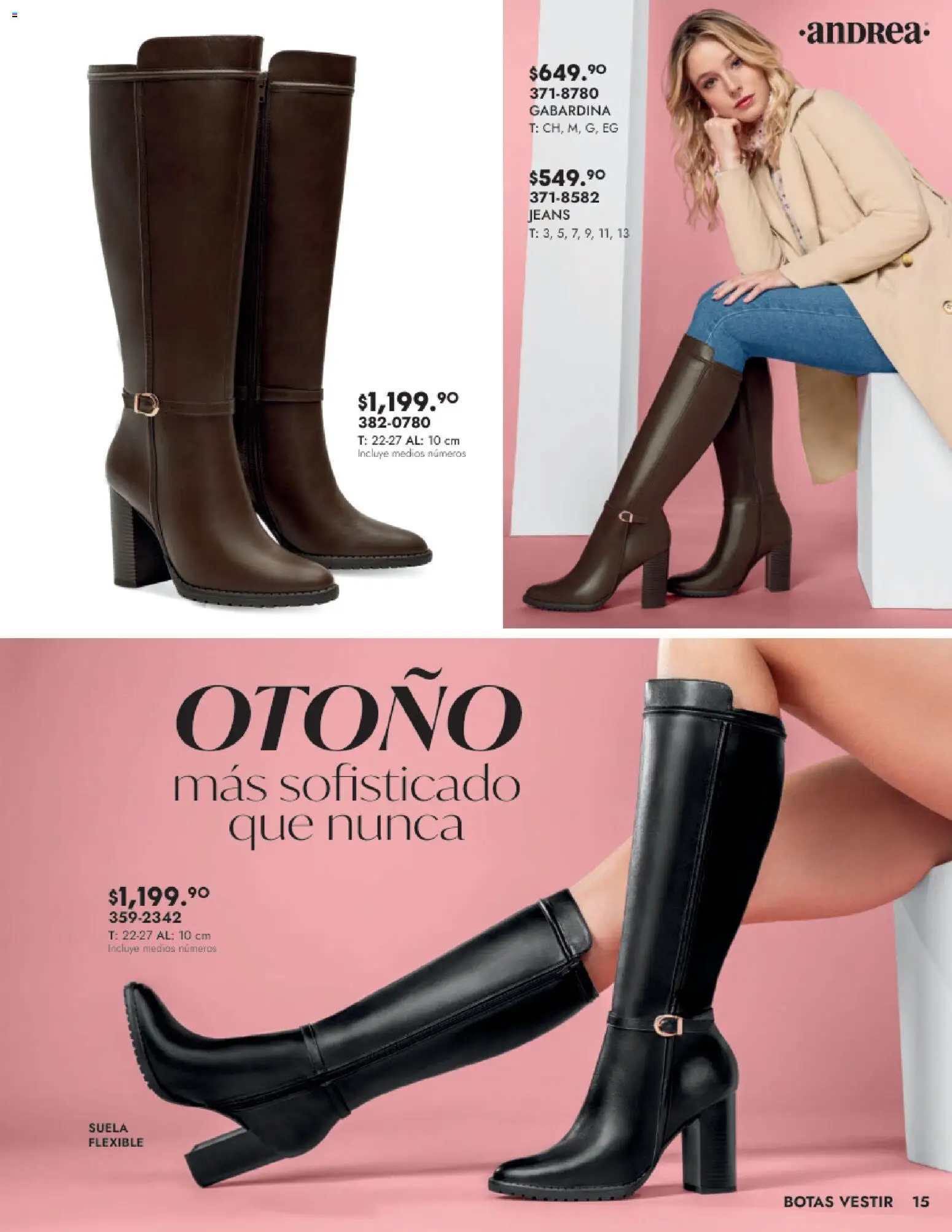 Nuevas ofertas de Andrea válidas en toda la República Mexicana desde el 24.08.2025. ¡Encuentra las mejores ofertas en Andrea - Catálogo Calzado Dama! | Página: 15 | Productos: Botas, Flexible