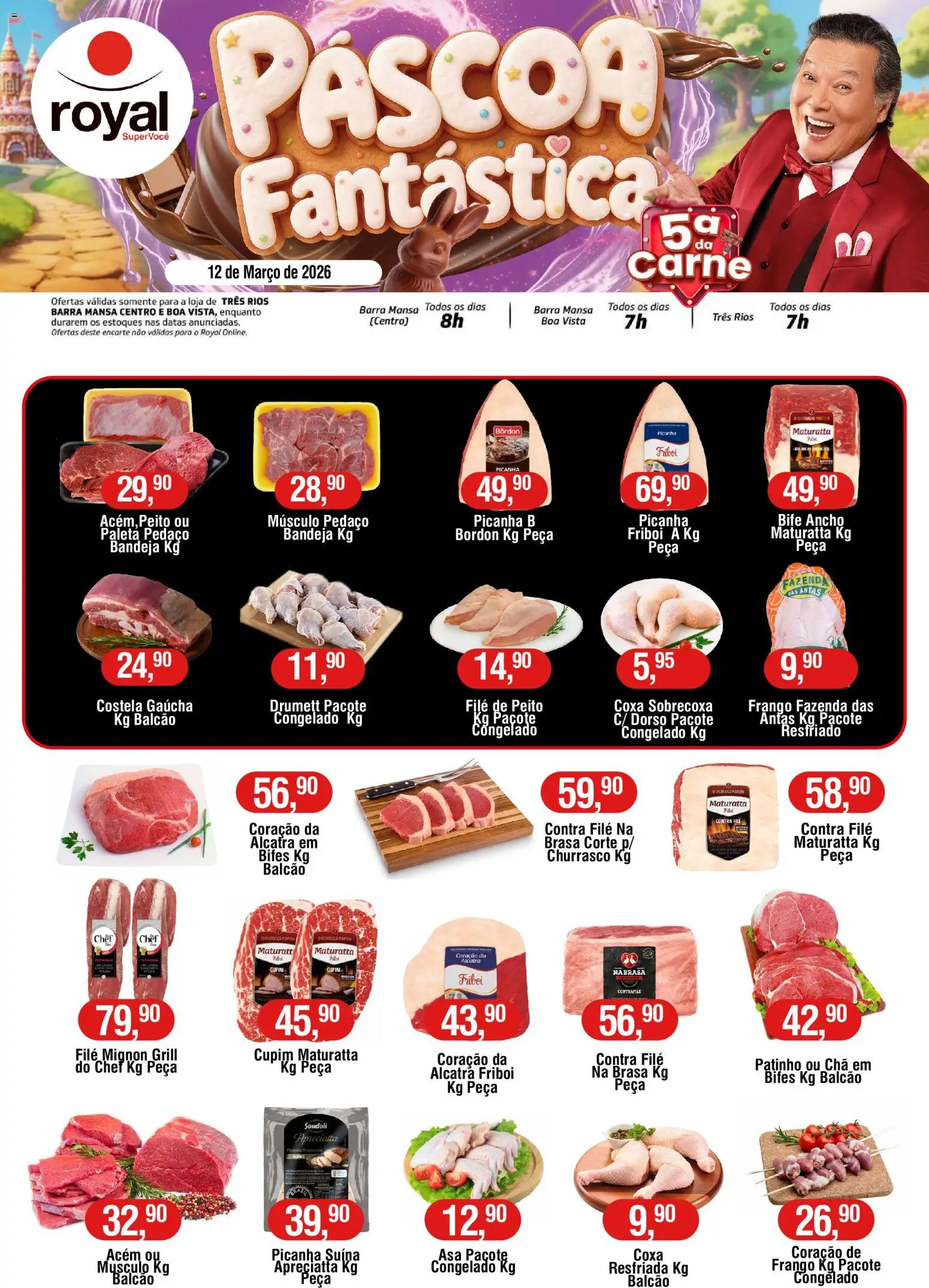Royal Supermercados Folheto - válido de 12.03.2026 | Página: 1 | Produtos: Grill, Alcatra, Contra filé, Bandeja