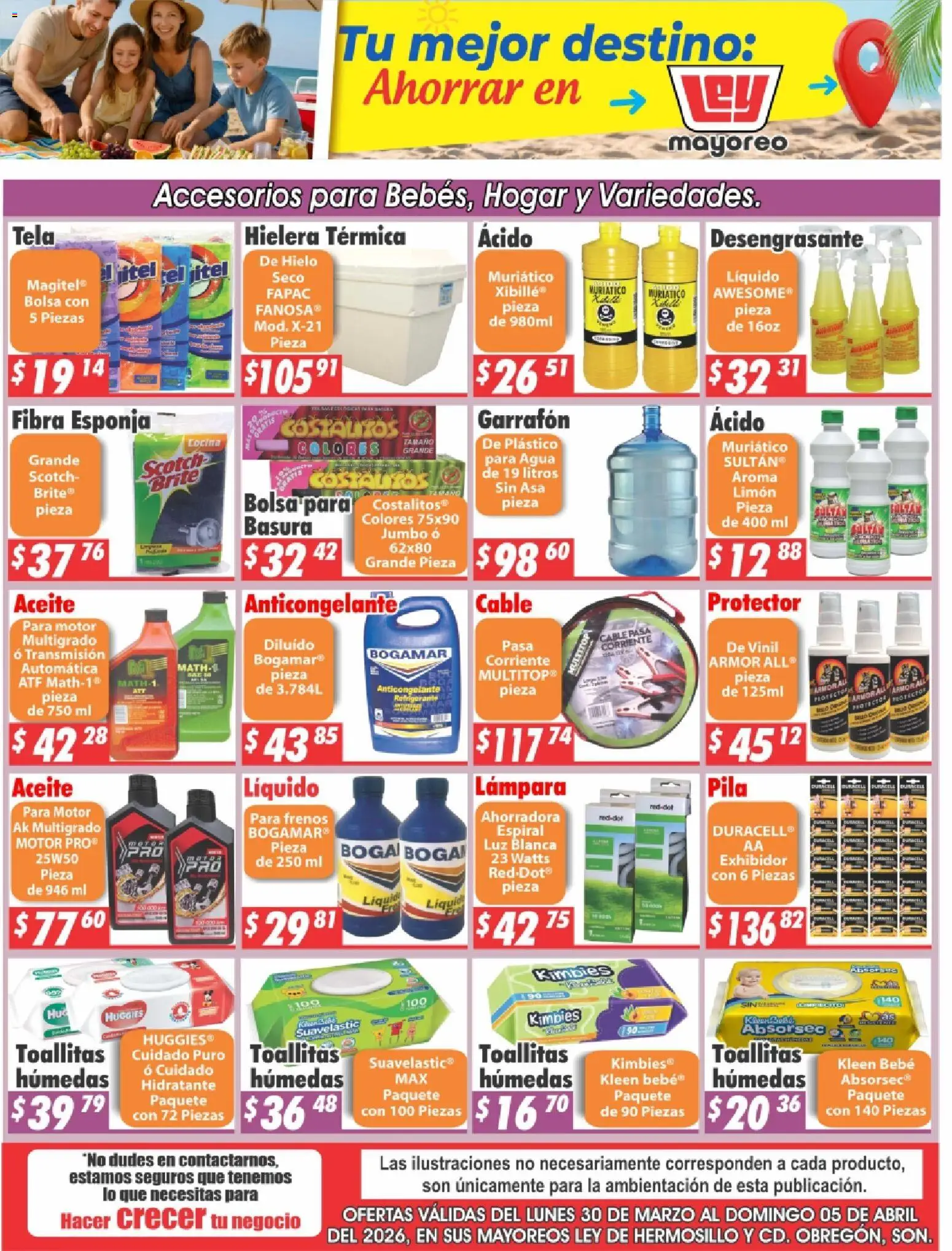 Nuevas ofertas de Casa Ley válidas en toda la República Mexicana desde el 30.03.2026. ¡Encuentra las mejores ofertas en Casa Ley folleto Hermosillo! | Página: 1 | Productos: Bolsa, Esponja, Cable, Pila