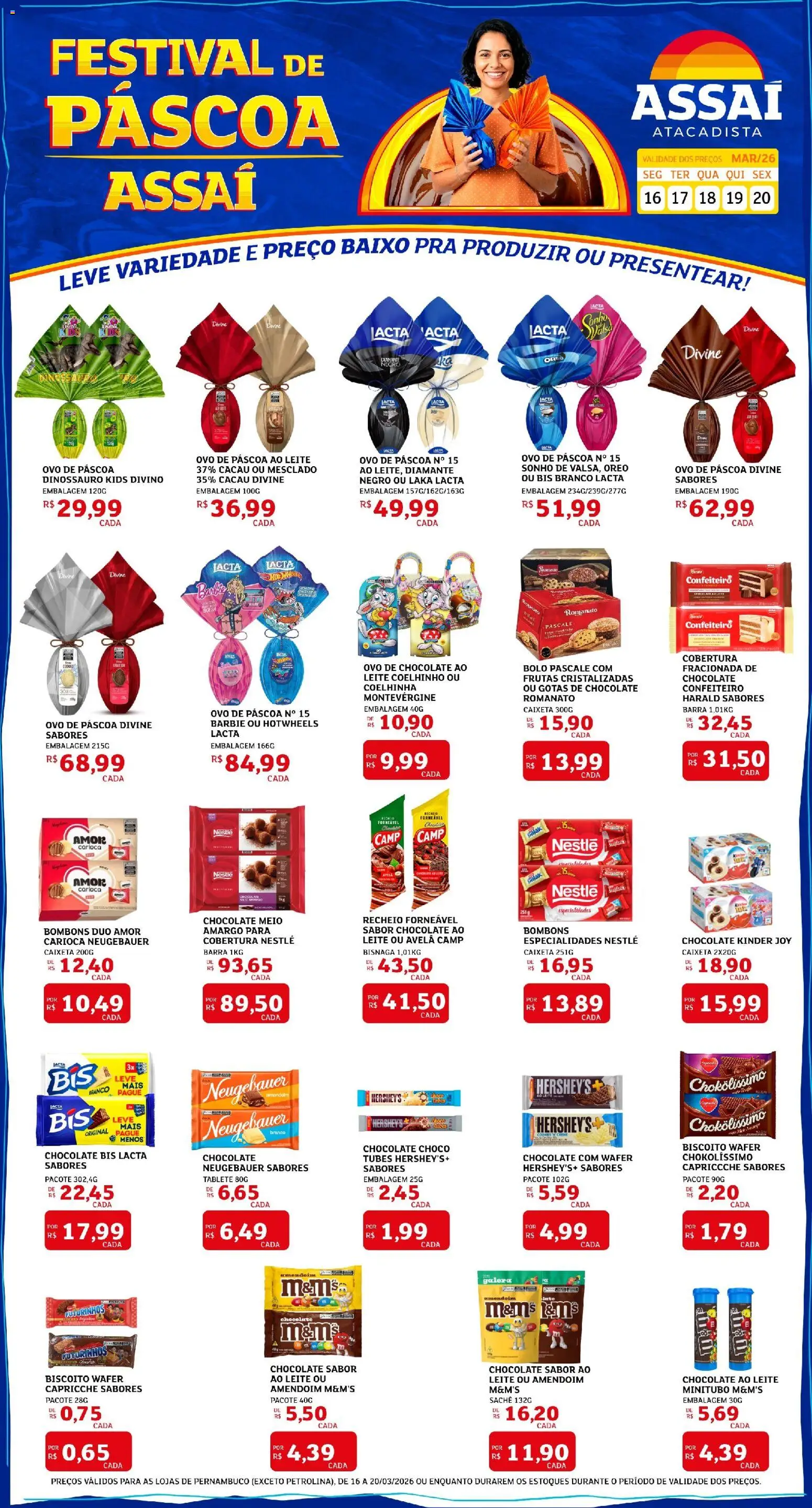 Assaí Atacadista Folheto - válido de 16.03.2026 | Página: 1 | Produtos: Ovo de páscoa, Chocolate, Bolo, Baixo