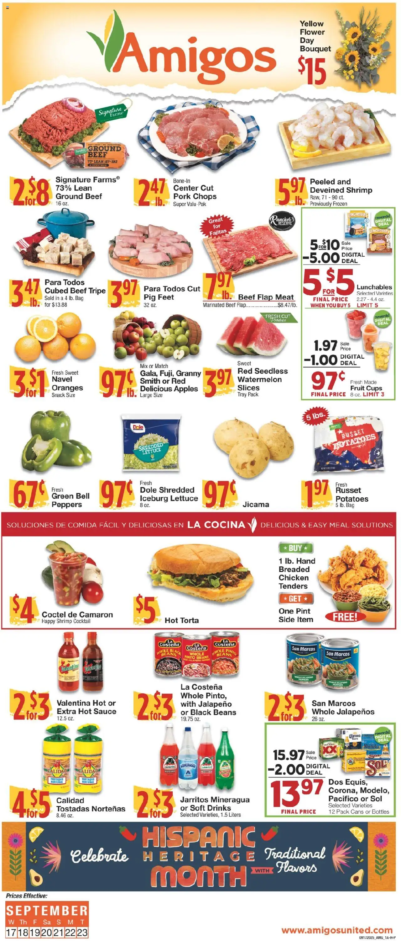 United Supermarkets Ad - valid from 16.09.2025 | Page: 1 | Products: Lettuce, Jalapeno peppers, Pork, Potatoes