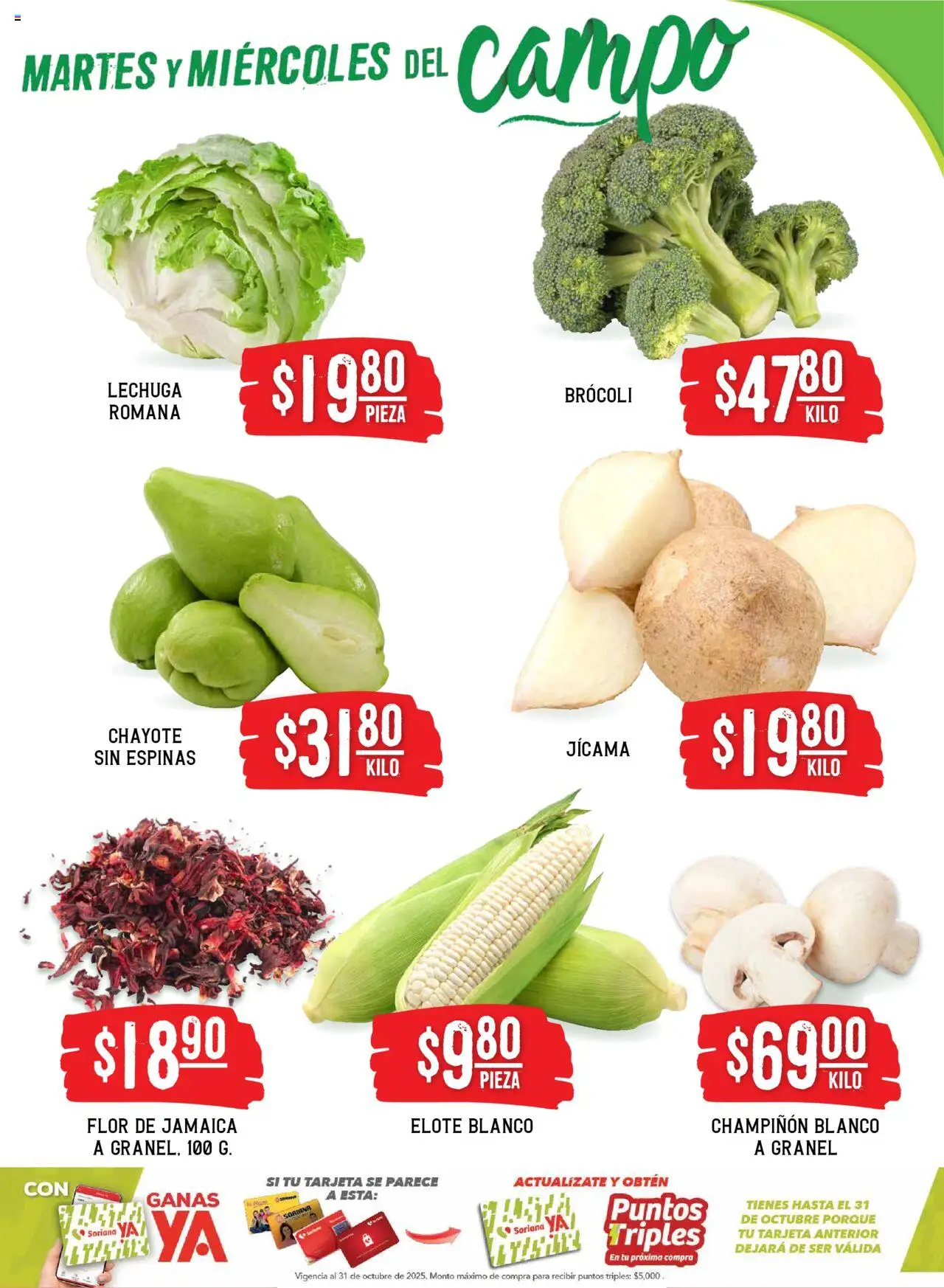 Nuevas ofertas de Soriana válidas en toda la República Mexicana desde el 23.09.2025. ¡Encuentra las mejores ofertas en Soriana - Martes y Miércoles del Campo Híper: Ags, Nay, Jal, Qro, Col, Mich, Gto, Hgo, Tlax, Mor, Pue, Gro, Oax, Edo. de Mex, Valle de México, ZacySLP! | Página: 3 | Productos: Brocoli, Lechuga
