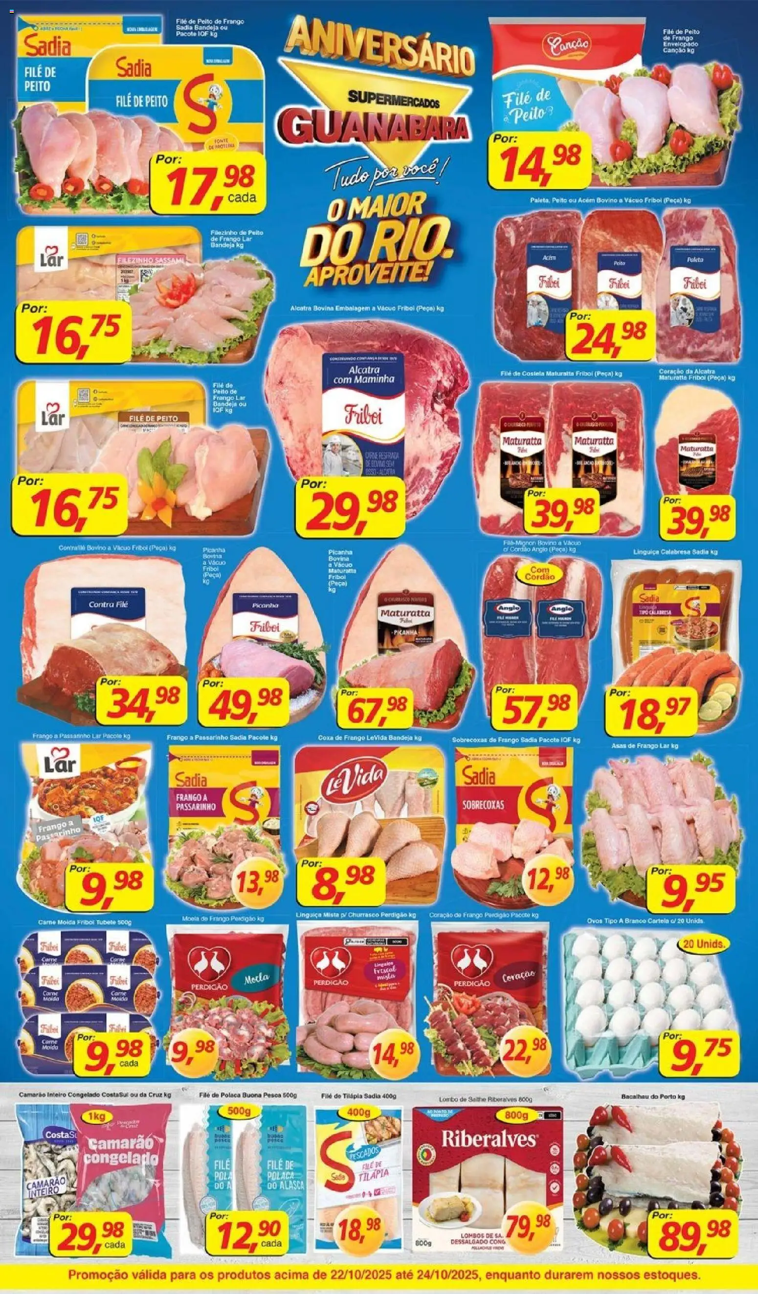 Supermercados Guanabara Folheto - válido de 22.10.2025 | Página: 5 | Produtos: Lombo, Tilápia, Filé de tilápia, File de polaca