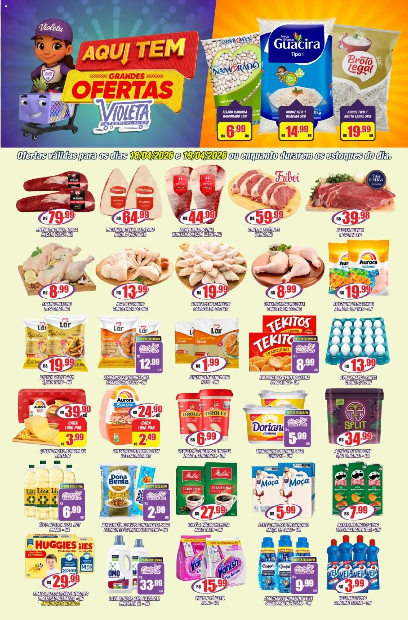 Violeta Supermercados Folheto - válido de 18.04.2026 | Página: 1 | Produtos: Filé mignon, Lombo, Café, Frango