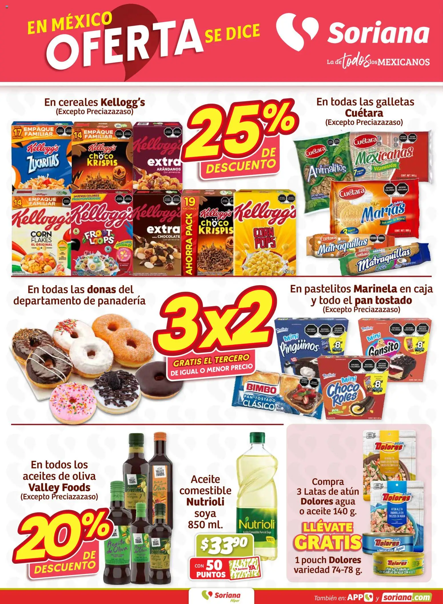 Nuevas ofertas de Soriana válidas en toda la República Mexicana desde el 22.01.2026. ¡Encuentra las mejores ofertas en Soriana - Fin de Semana Híper: Ver, Tab, Chis, Camp, Yuc y Q. Roo! | Página: 2 | Productos: Atún, Pan, Cereales, Galletas