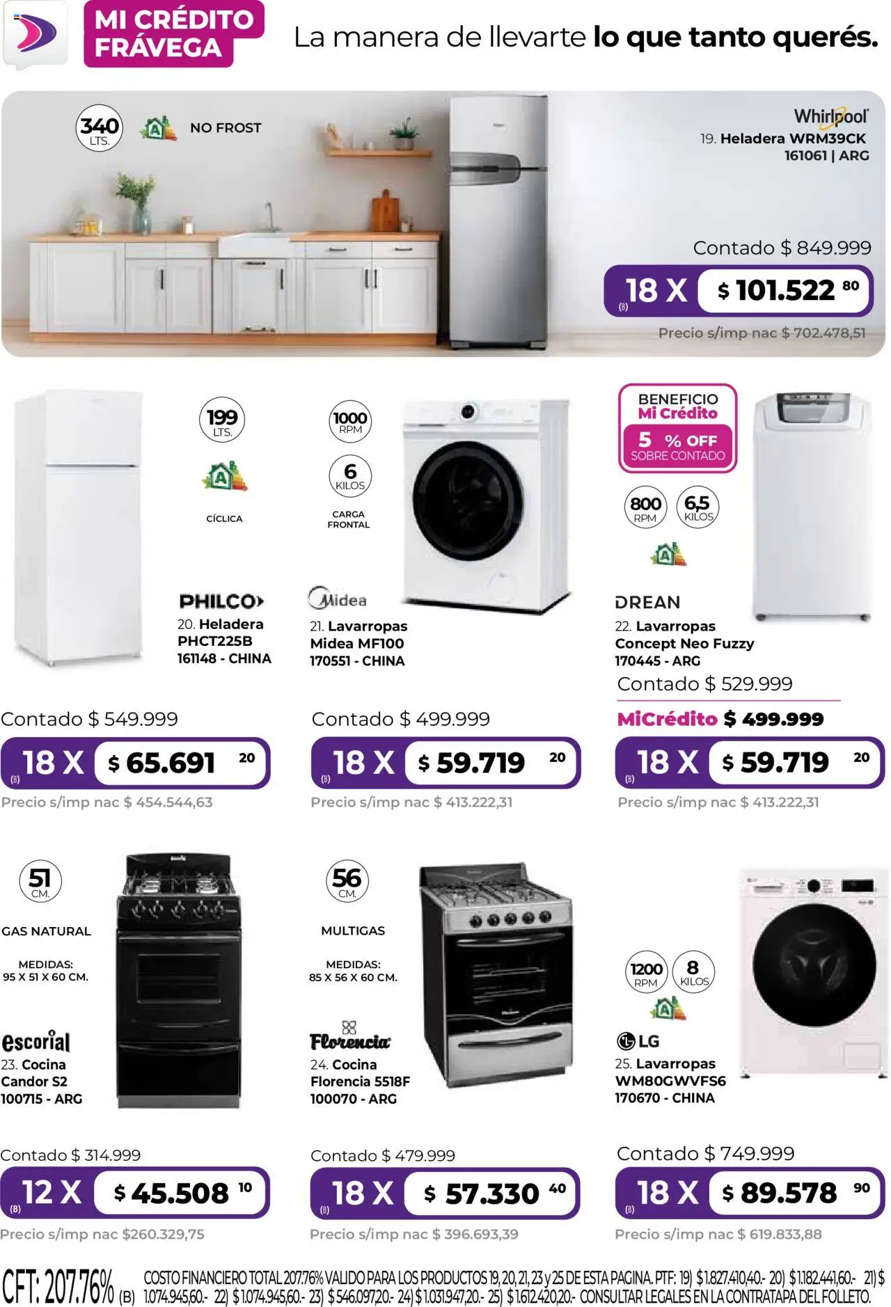 Frávega ofertas │ válido desde el 01.07.2025 | Página: 4 | Productos: Cocina, Sobre, Lavarropas, Heladera