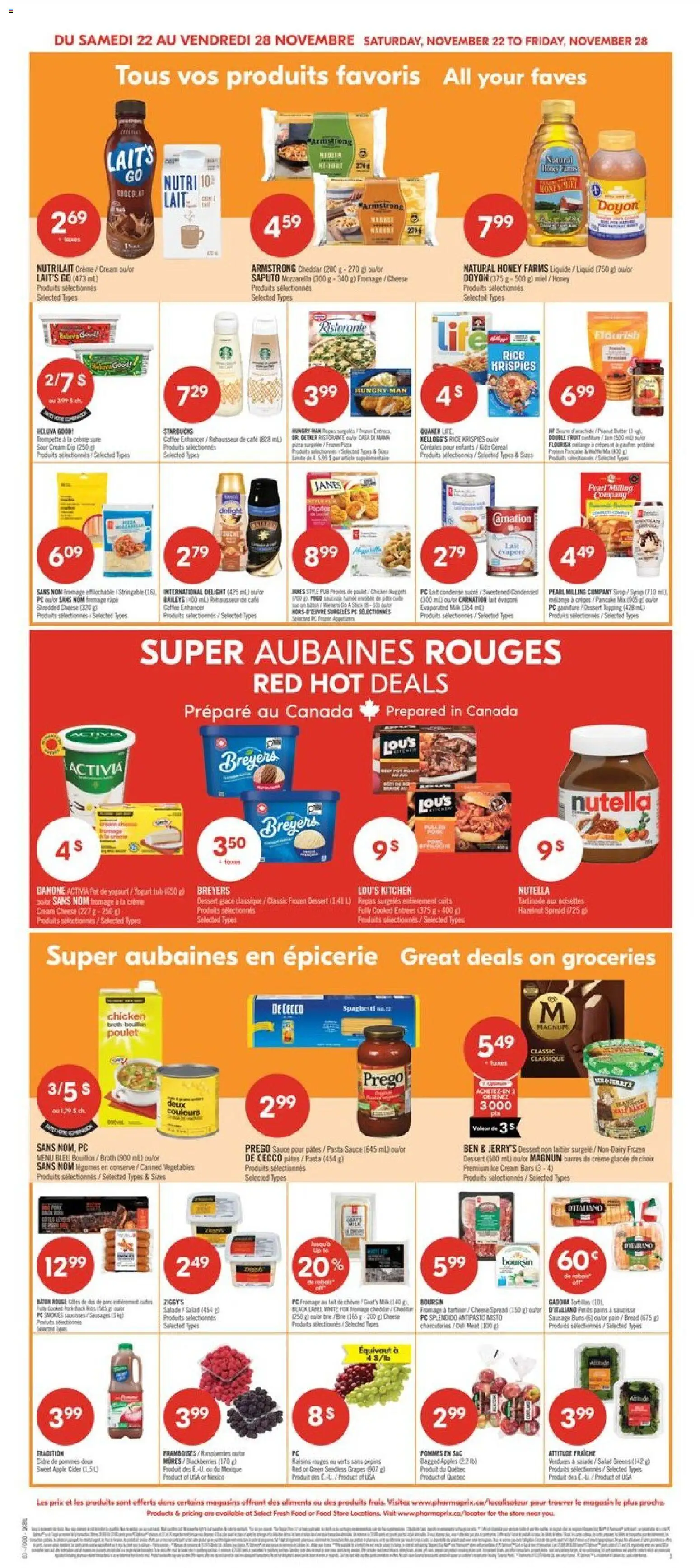 Pharmaprix flyer valid from 22.11.2025 | Page: 3 | Products: Rice, Sour cream, Pasta, Butter
