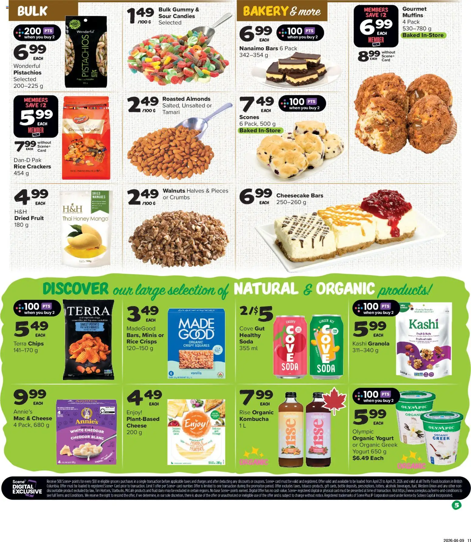 Thrifty Foods flyer valid from 23.04.2026 | Page: 6 | Products: Candies, Chips, Nuts, Yogurt
