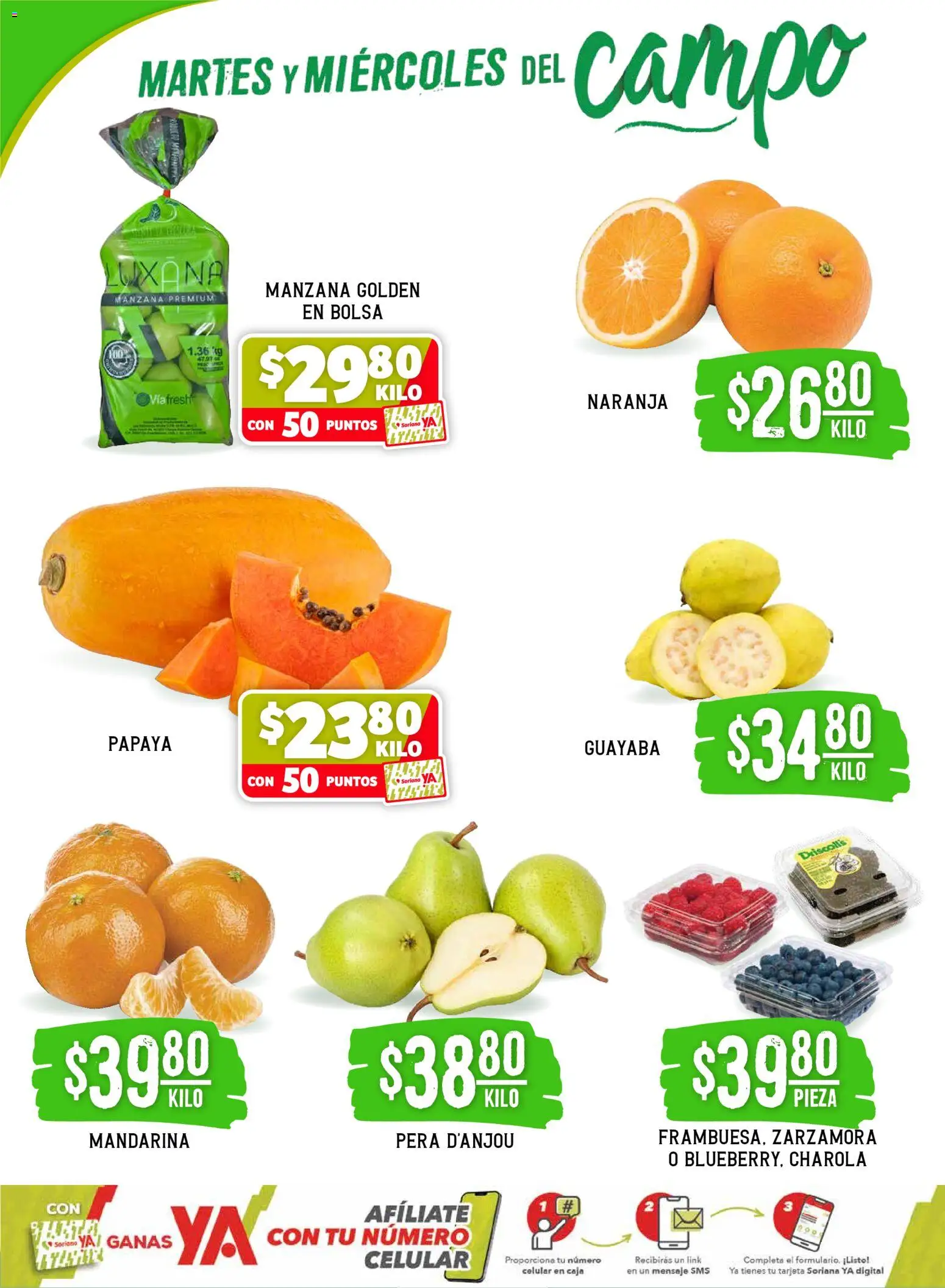 Nuevas ofertas de Soriana válidas en toda la República Mexicana desde el 17.03.2026. ¡Encuentra las mejores ofertas en Soriana Martes y Miércoles del Campo Súper: Saltillo y Torreón! | Página: 2 | Productos: Pera, Bolsa, Manzana, Caja