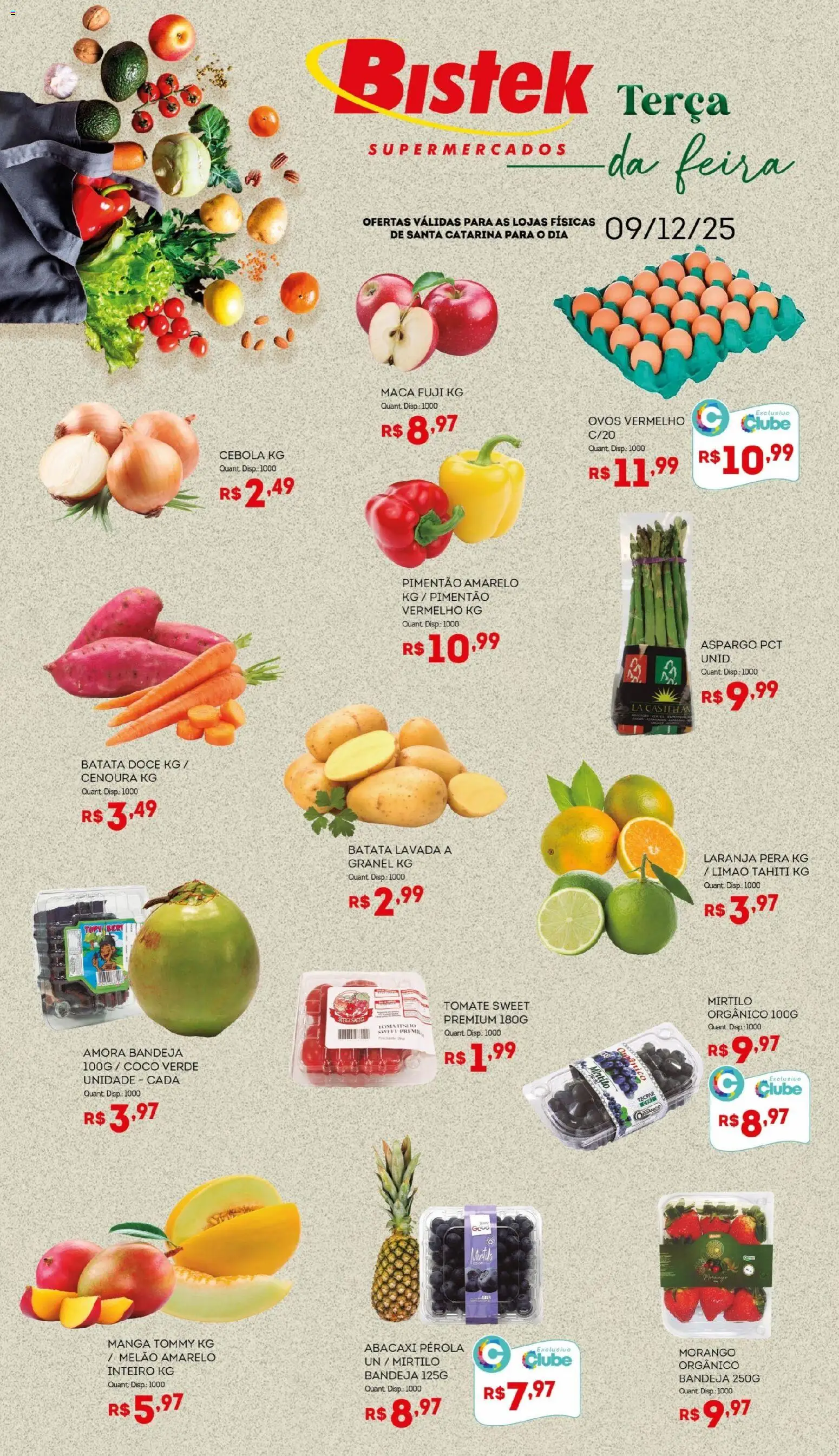 Bistek Supermercados Folheto - válido de 09.12.2025 | Página: 1 | Produtos: Coco, Pera, Pimentão, Ovos