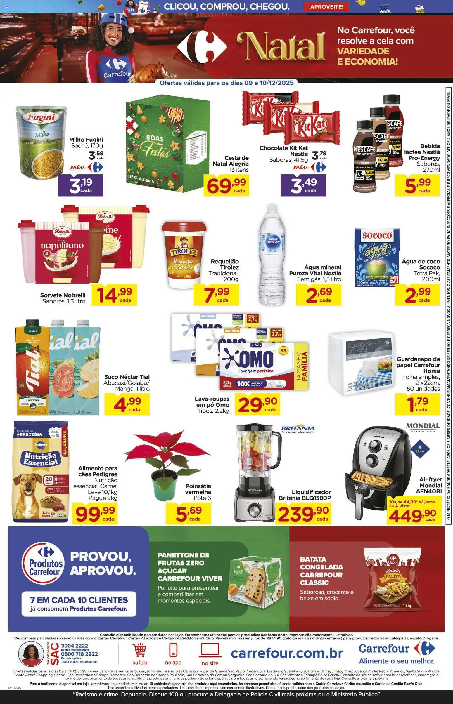 Carrefour Folheto - válido de 09.12.2025 | Página: 3 | Produtos: Panettone, Carne, Bebida, Requeijão