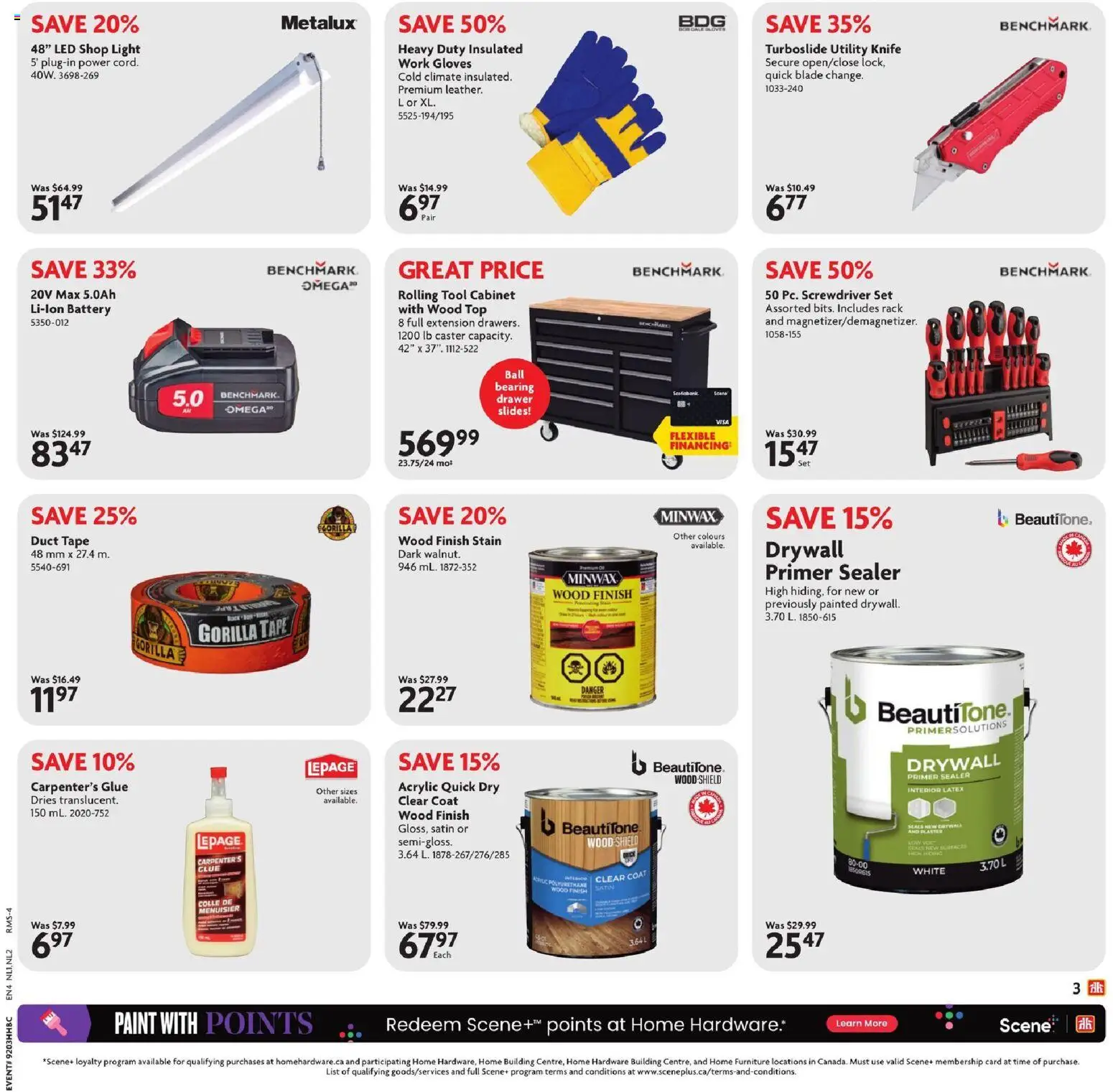 Home Hardware flyer valid from 15.01.2026 | Page: 4 | Products: Gloves, Cabinet, Battery, Coat