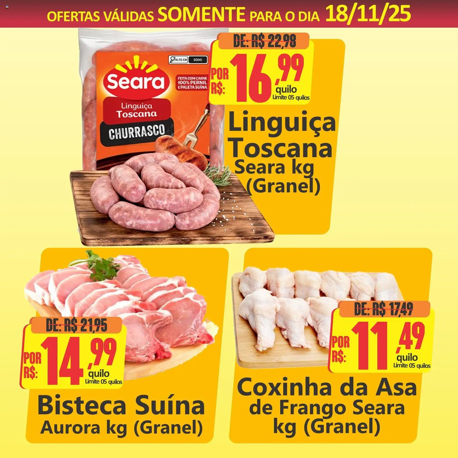 Big Supermercados Folheto - válido de 18.11.2025 | Página: 3 | Produtos: Linguiça, Pernil, Carne, Frango