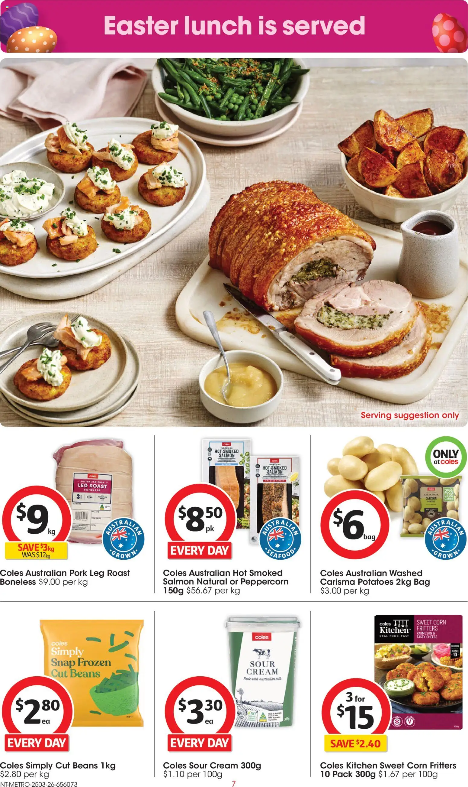 Coles catalogue - valid from 25.03.2026 | Page: 7 | Products: Pork, Sour cream, Cream, Bag